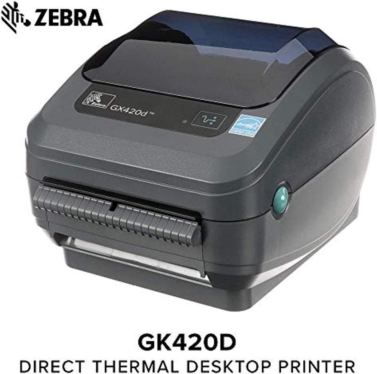 zebra - gx420d direct thermal desktop printer for labels, receipts, barcodes, tags, and wrist bands - print width of 4 in - usb