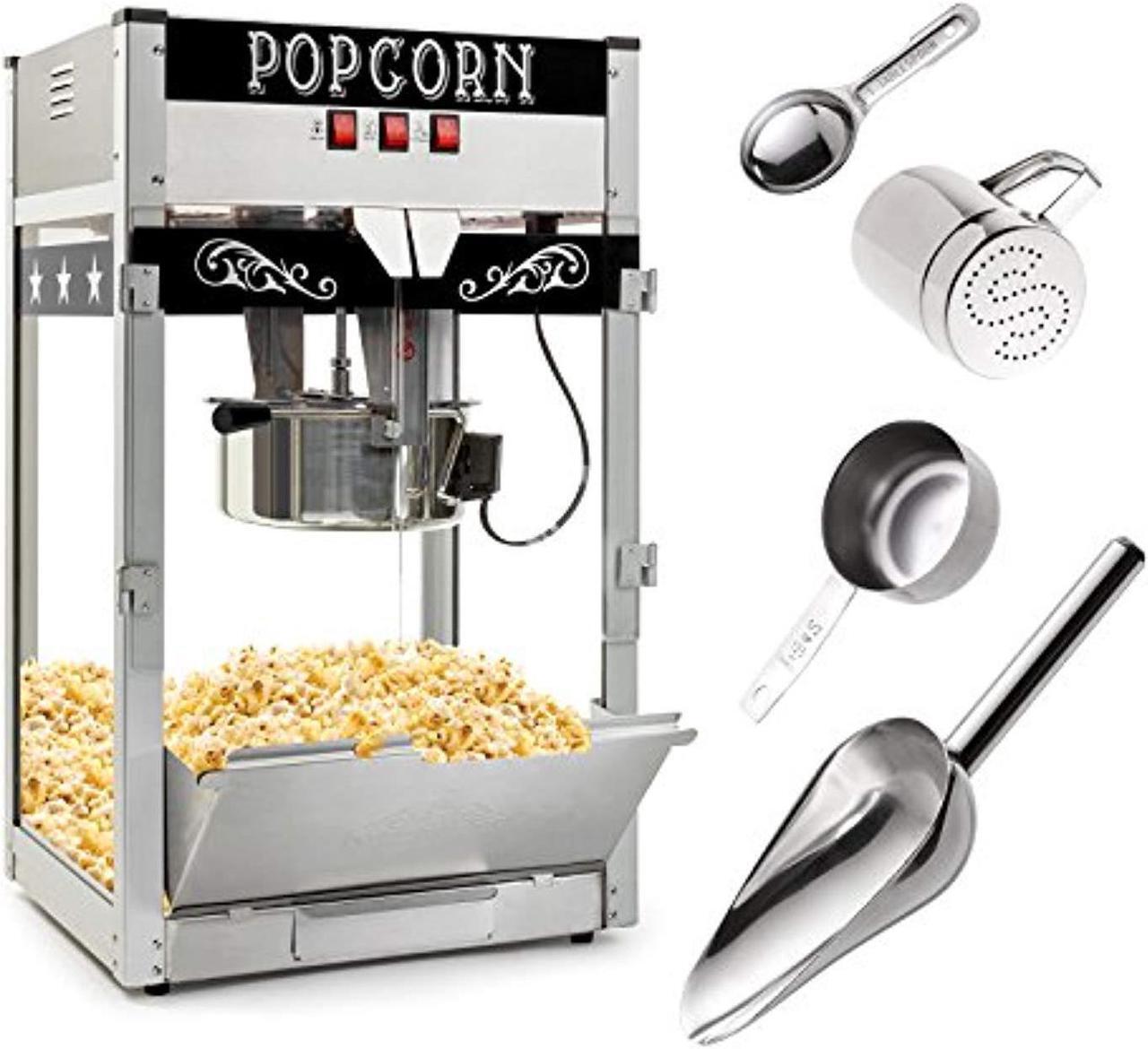 Alt view image 7 of 7 - Olde Midway Commercial Popcorn Machine Maker Popper with Large 12-Ounce Kettle - Black