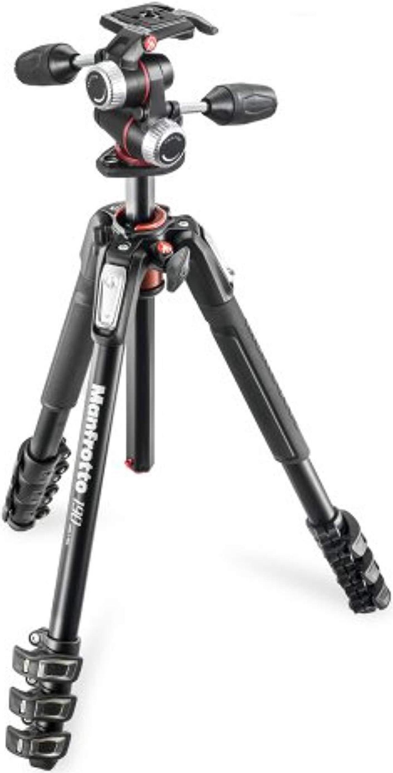 Alt view image 5 of 6 - Manfrotto MK190XPRO4-3W 190 Aluminum 4-Sec Tripod Kit with 3-Way Head, QR Plate