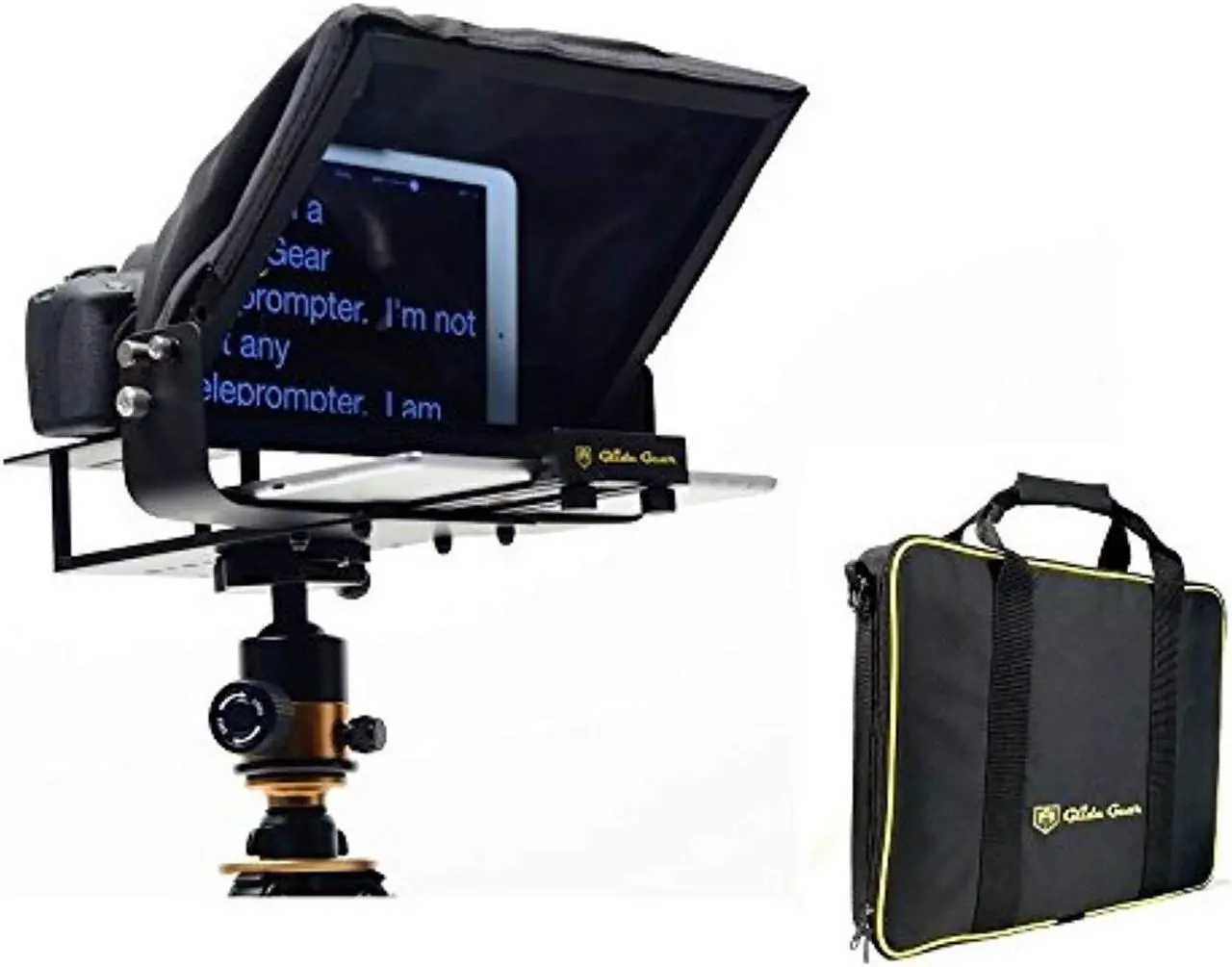 Main image of Glide Gear TMP100 Adjustable iPad/ Tablet/ Smartphone Teleprompter Beam Splitter 70/30 Glass w/ Carry Case No Plastic All Metal / No Assembly Required