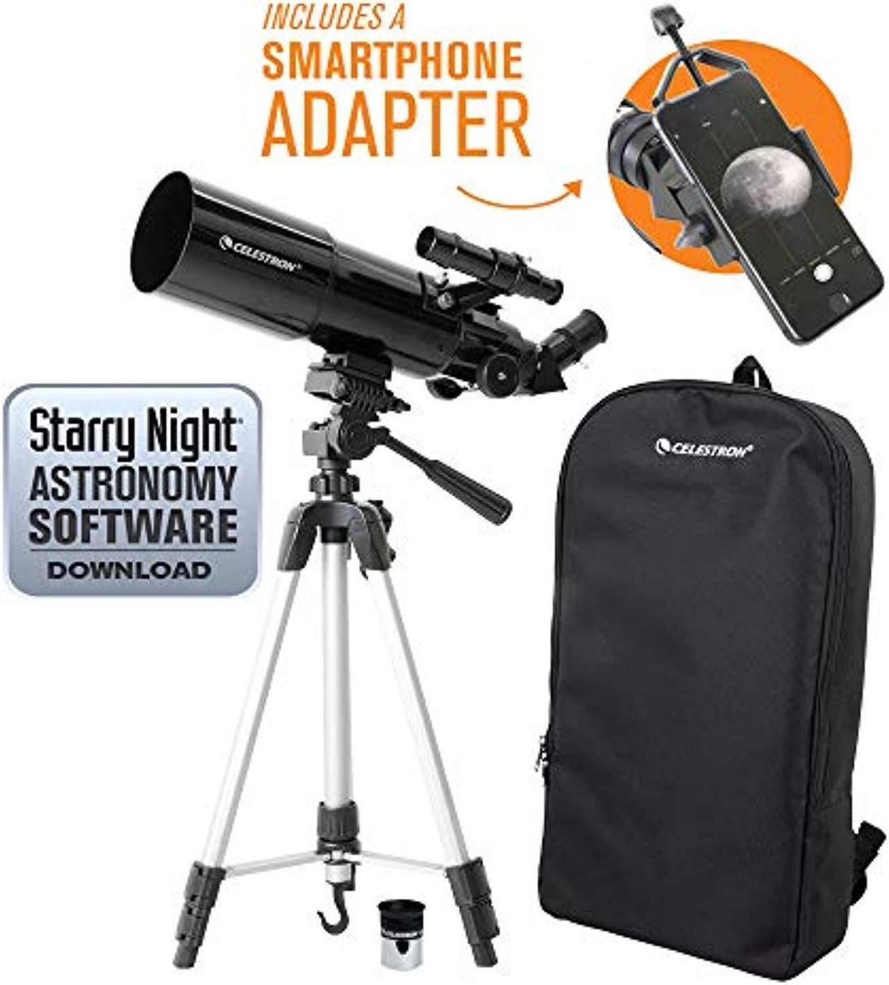 Alt view image 6 of 20 - Celestron Travel Scope 80 with Backpack and Smartphone Adapter
