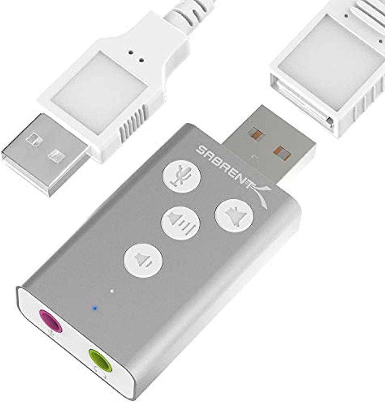 Main image of SABRENT Aluminum USB External 3D Stereo Sound Adapter for Windows and Mac. Plug and Play No Drivers Needed. [Silver] (AU-DDAS)