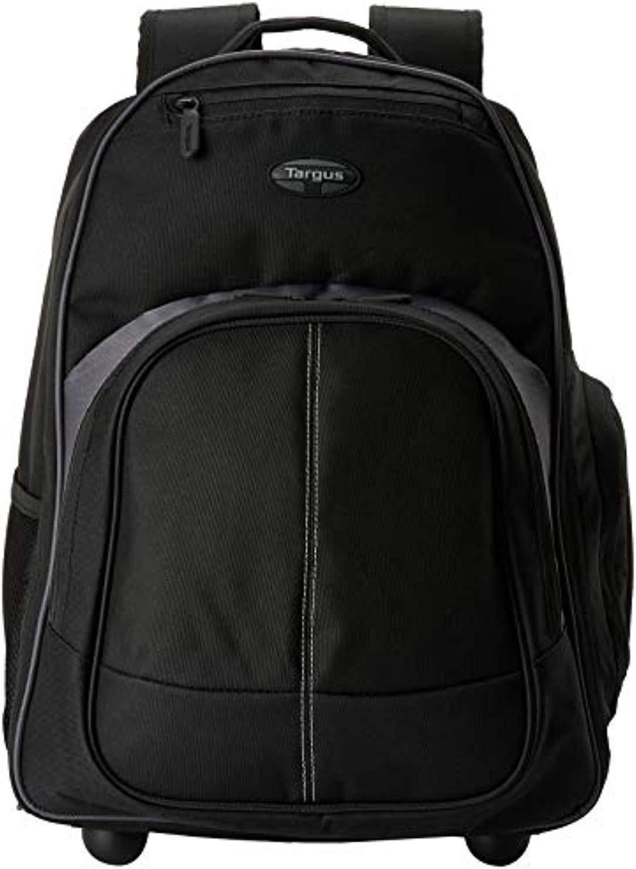 targus compact rolling business and travel commuter backpack for 16-inch laptop, black (tsb750us)