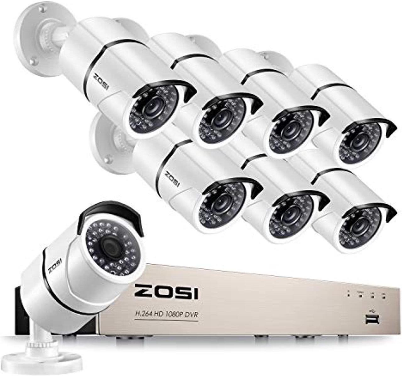 Alt view image 2 of 2 - zosi security cameras system 8ch full 1080p hdtvi surveillance dvr system,8pcs hd 1980tvl 1080p weatherproof indoor outdoor cctv cameras no hard drive white, 100ft ir night vision, motion detection