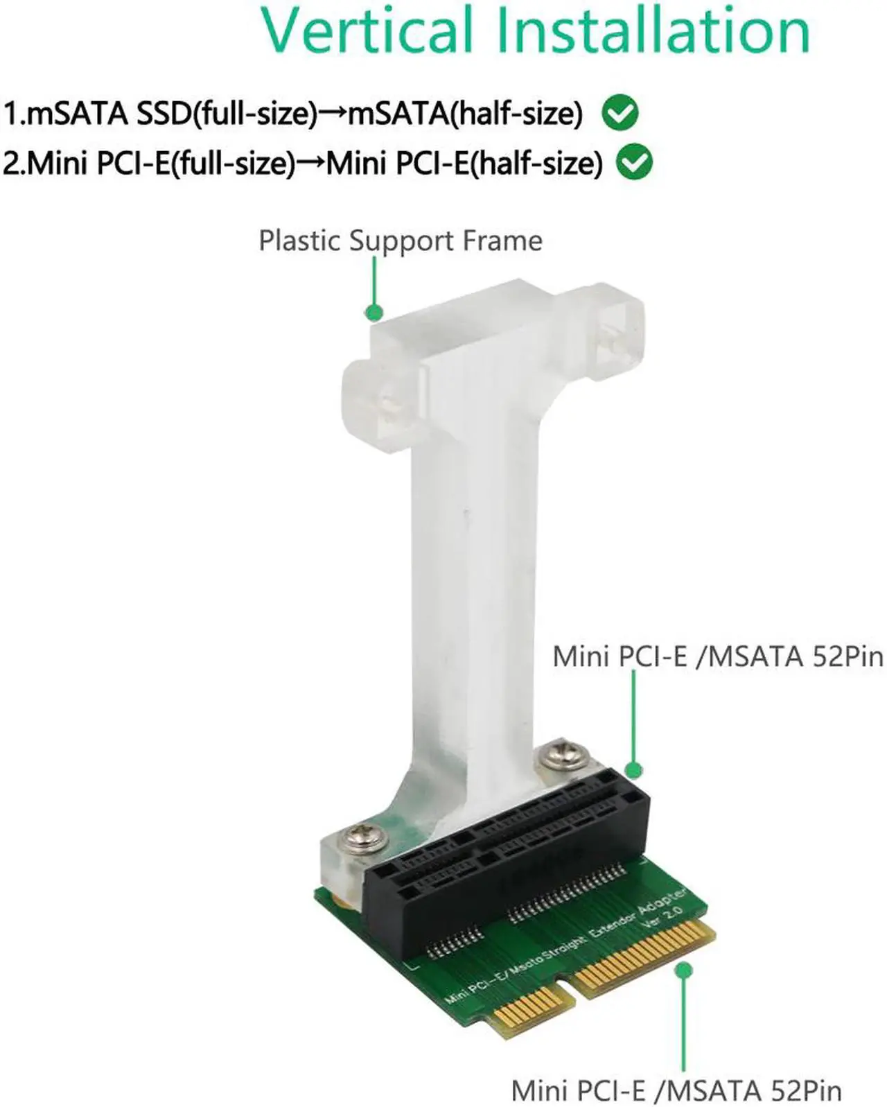 Alt view image 3 of 5 - Add On Card Mini PCI-E to Mini PCI Express Adapter mSATA to SSD mSATA Riser Card for 3G 4G WWAN LTE GPS Module mSATA Card
