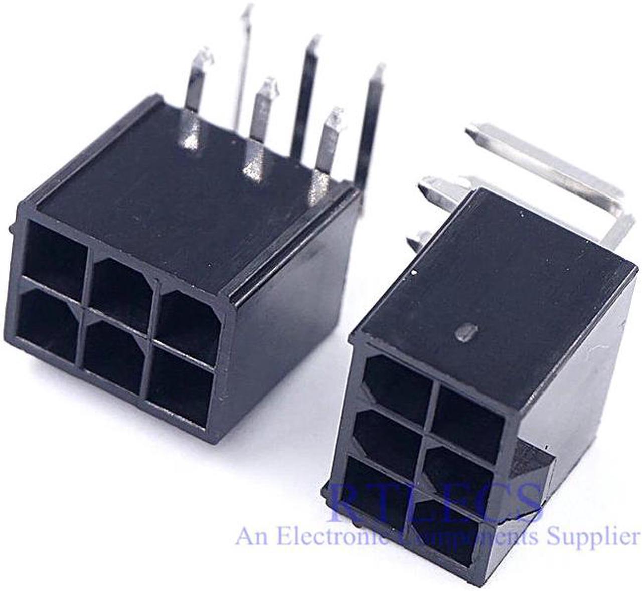 Alt view image 3 of 6 - 5 pcs 4.2 mm 6 Pin Header Male Pin Graphics card GPU PCI-E PCIe Power connector Right Angle Through Hole 2 Square 4 Tapered