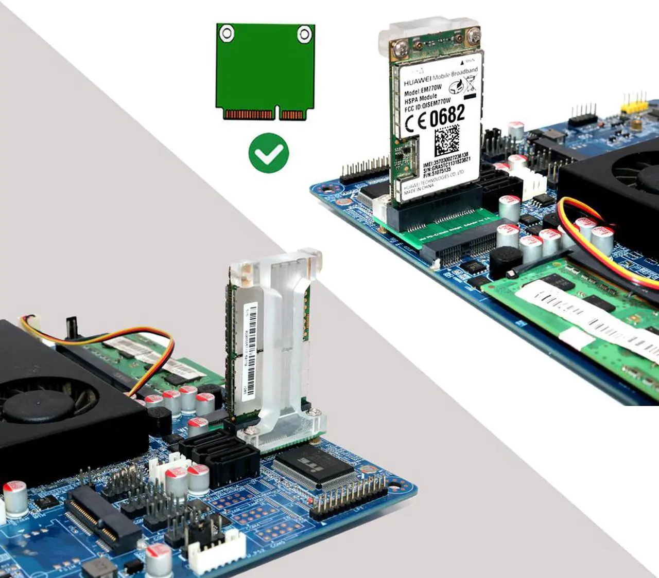 Alt view image 5 of 5 - Add On Card Mini PCI-E to Mini PCI Express Adapter mSATA to SSD mSATA Riser Card for 3G 4G WWAN LTE GPS Module mSATA Card