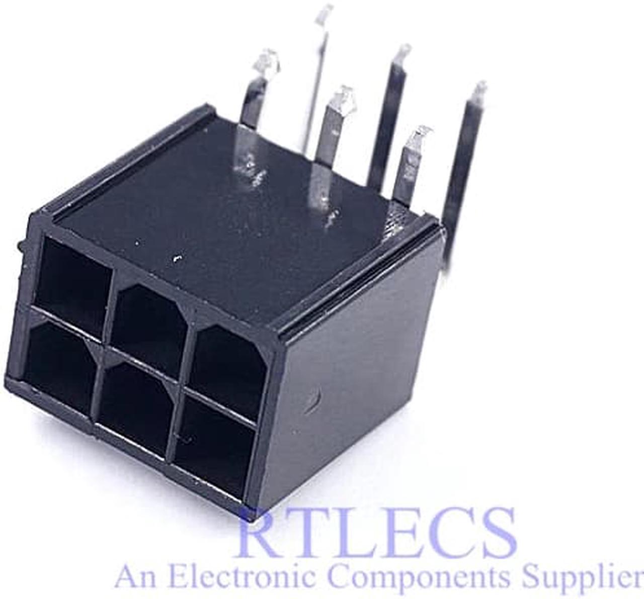 Alt view image 6 of 6 - 5 pcs 4.2 mm 6 Pin Header Male Pin Graphics card GPU PCI-E PCIe Power connector Right Angle Through Hole 2 Square 4 Tapered