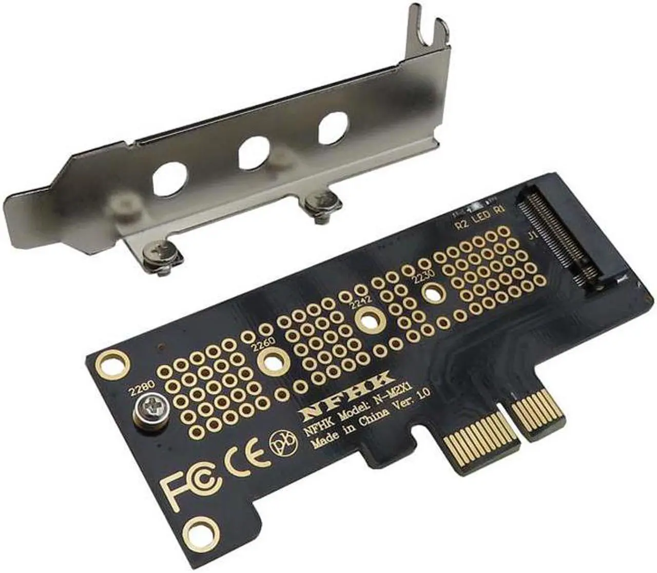 Alt view image 4 of 4 - NVMe PCIe M.2 NGFF SSD to PCIe x1 Adapter Card PCIe x1 to M.2 Card with Bracket PCI E M.2 Adapter for 2230 2240 2260 2280 SSD M2