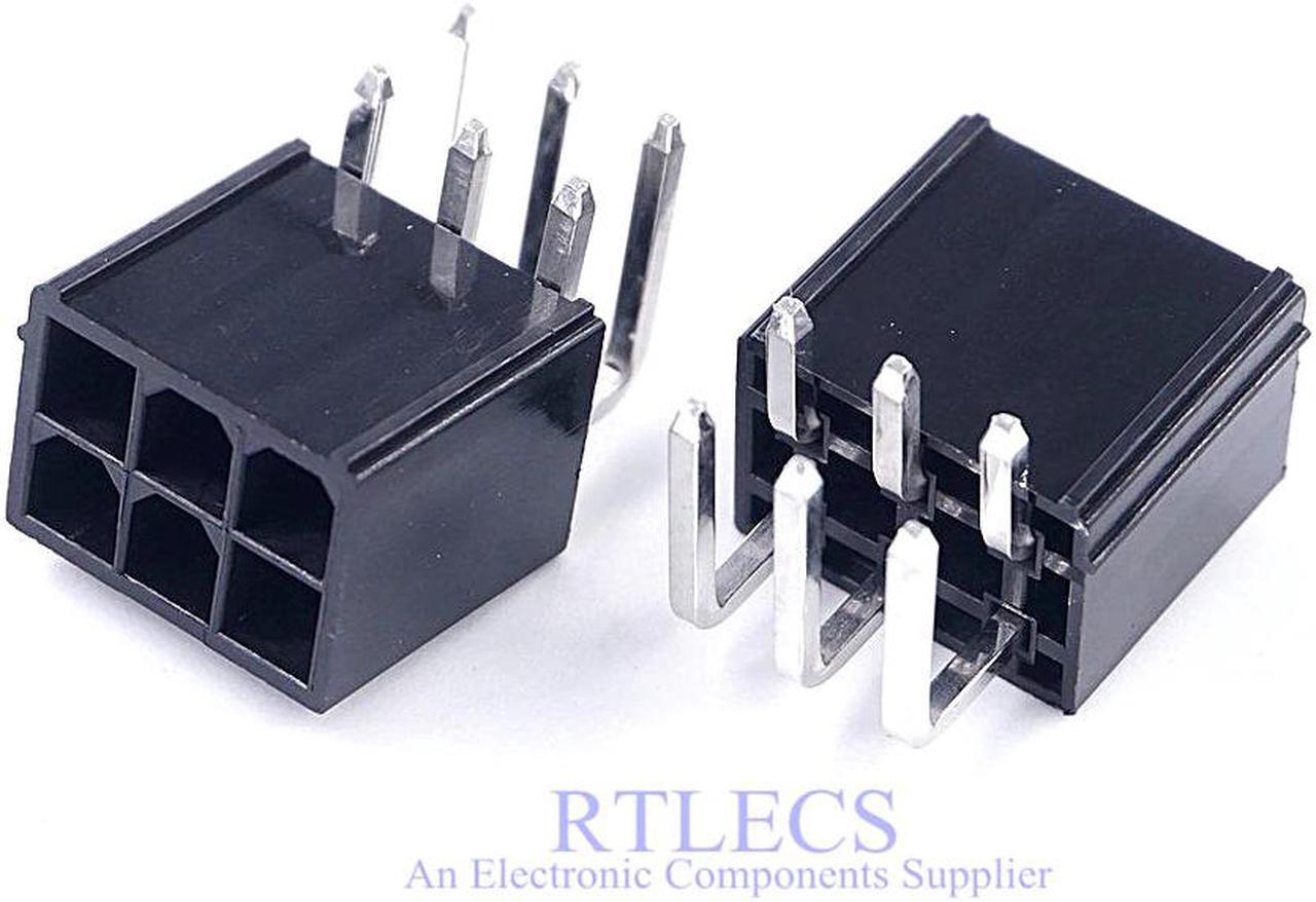 Alt view image 4 of 6 - 5 pcs 4.2 mm 6 Pin Header Male Pin Graphics card GPU PCI-E PCIe Power connector Right Angle Through Hole 2 Square 4 Tapered
