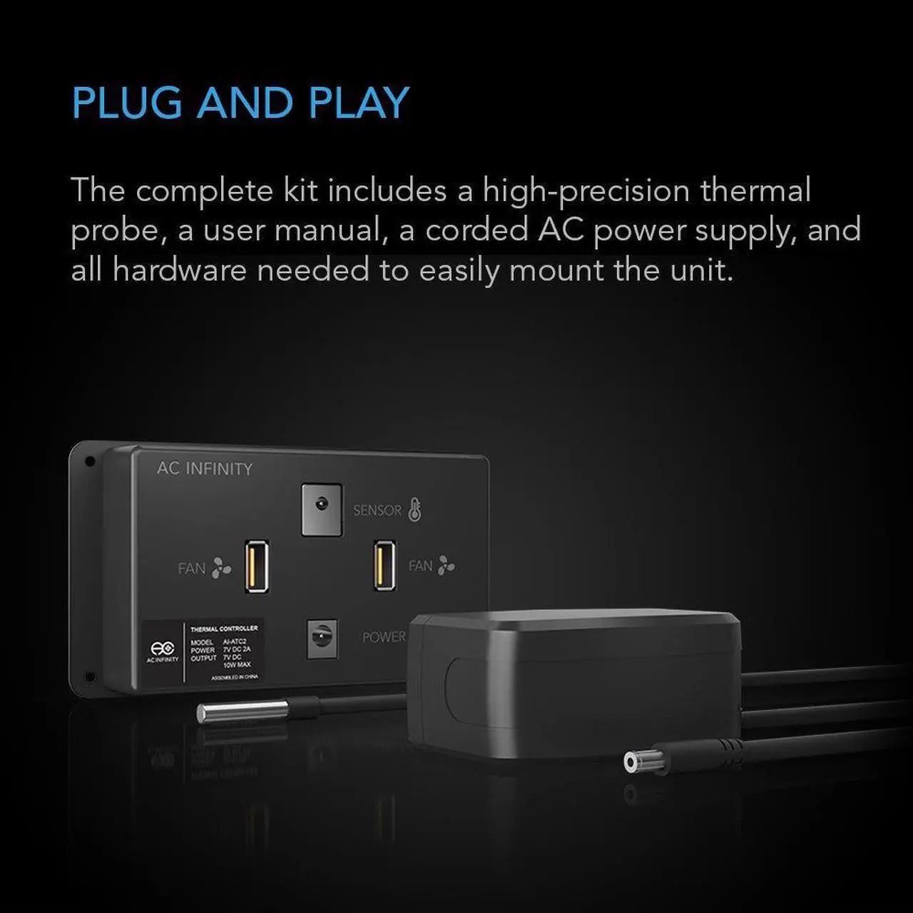 Alt view image 11 of 20 - AC Infinity Thermal Controller, Fan Thermostat and Speed Controller, for Home Theater AV Media Cabinet Cooling