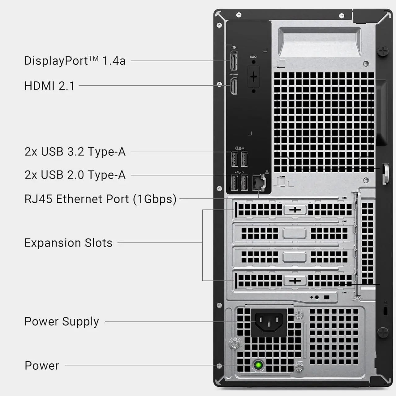Alt view image 6 of 7 - Dell ECT1250 Tower Desktop Computer - Intel Core Ultra 5 225 Processor, 48GB DDR5 RAM, 512GB NVMe SSD, Intel UHD Graphics, Wi-Fi 6 & Bluetooth 5.4, Keyboard & Mouse, AI Copilot, Windows 11 Home