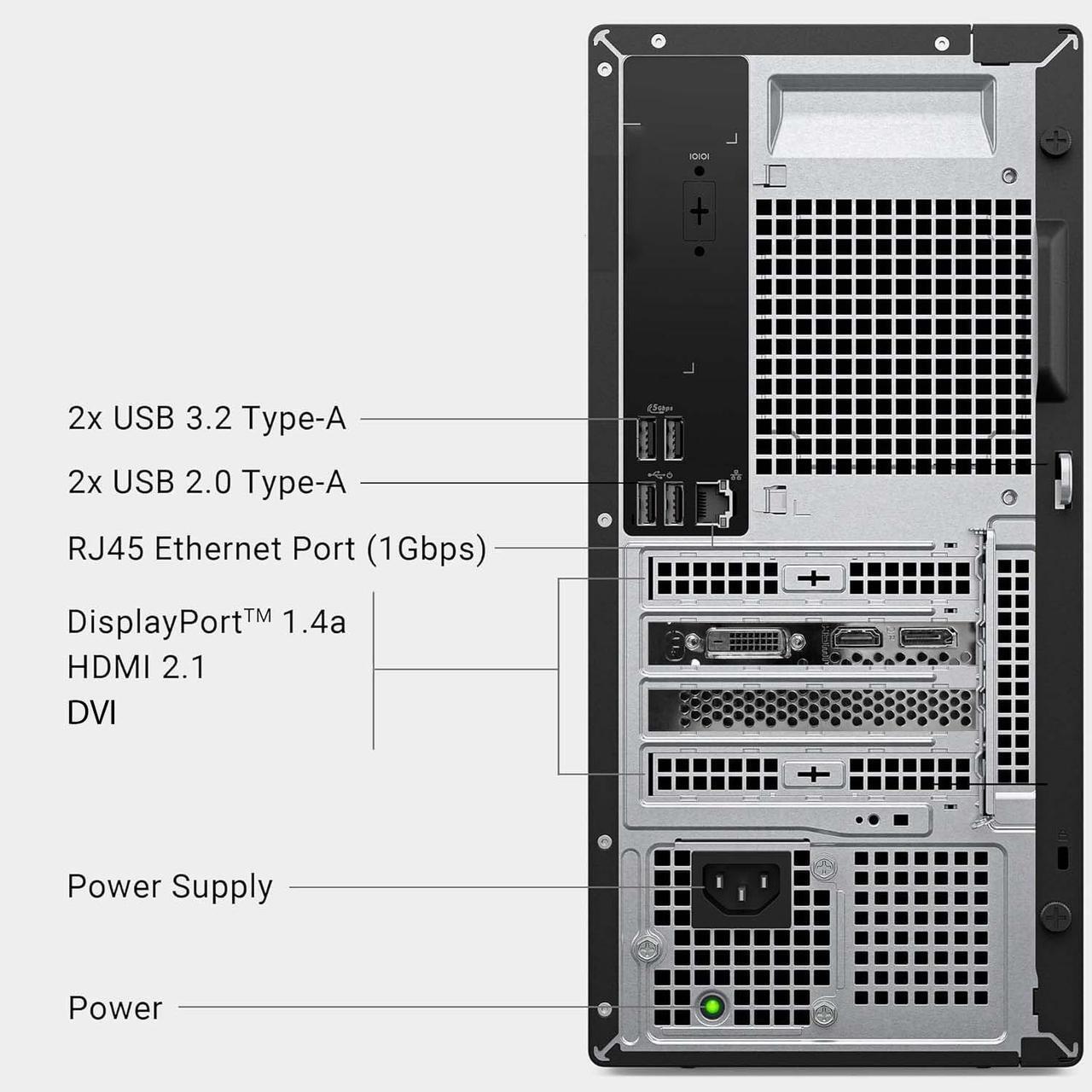 Alt view image 6 of 7 - Dell ECT1250 Tower Desktop Computer - Intel Core Ultra 7 265K Processor, 96GB DDR5 RAM, 2TB NVMe SSD, NVIDIA GeForce RTX 3050, Wi-Fi 6 & Bluetooth 5.4, Keyboard & Mouse, AI Copilot, Windows 11 Pro
