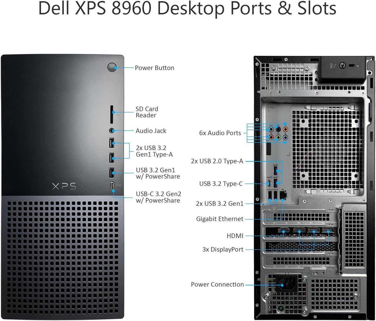 Alt view image 6 of 6 - Dell XPS 8960 Tower Desktop Computer - 13th Gen Intel Core i7-13700 16-Core up to 5.20 GHz CPU, 32GB DDR5 RAM, 1TB NVMe SSD + 6TB HDD, GeForce RTX 3070 8GB GDDR6, Killer Wi-Fi 6E, Windows 11 Home