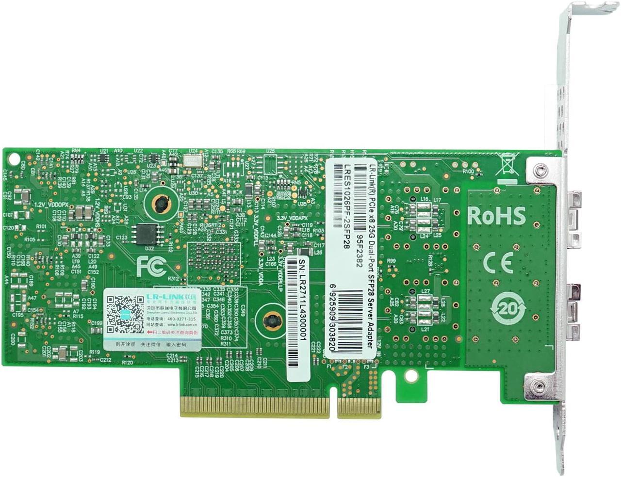 Alt view image 5 of 5 - LR-LINK 25gb PCIe Nerwork card NIC Compatible for Mellanox MCX4121A,Dual SFP+ Port Ethernet card,25G LAN Adapter Support Windows Server/Windows, Linux, Vmware