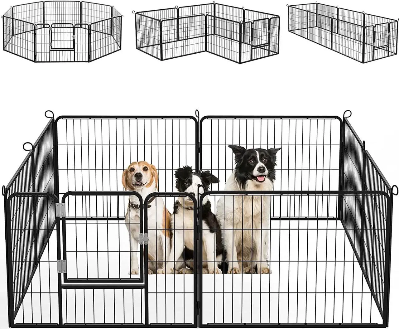 Main image of BOSSIN Heavy Metal Pet Dog Playpen for Small/Medium Dogs, 8 Panels 24"/32"/40" Height x 32" Width Rustproof Puppy Playpen Indoor & Outdoor, Foldable Dog Fences for The Yard, Home, Camp