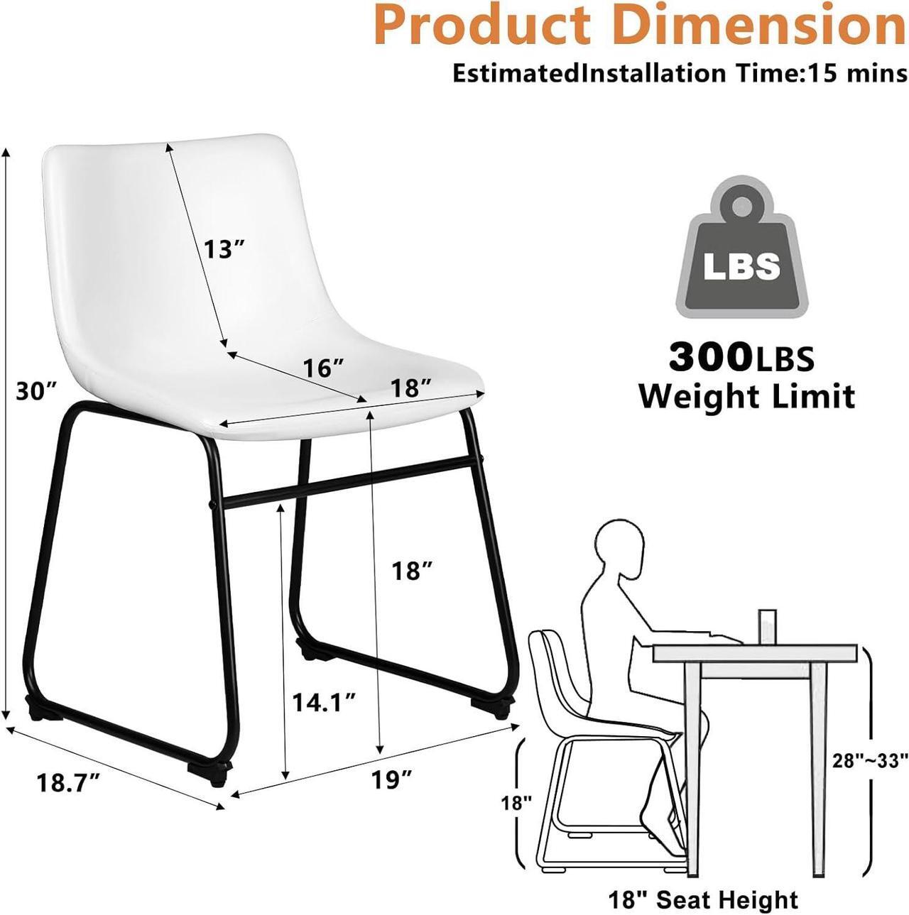 Alt view image 2 of 7 - BOSSIN 18 inch Bar Stools Set of 2,Counter Height Bar Stools with Back, Modern PU Leather Stools with Metal Leg and Footrest (White, 2 PCs 18" Dining Chairs)