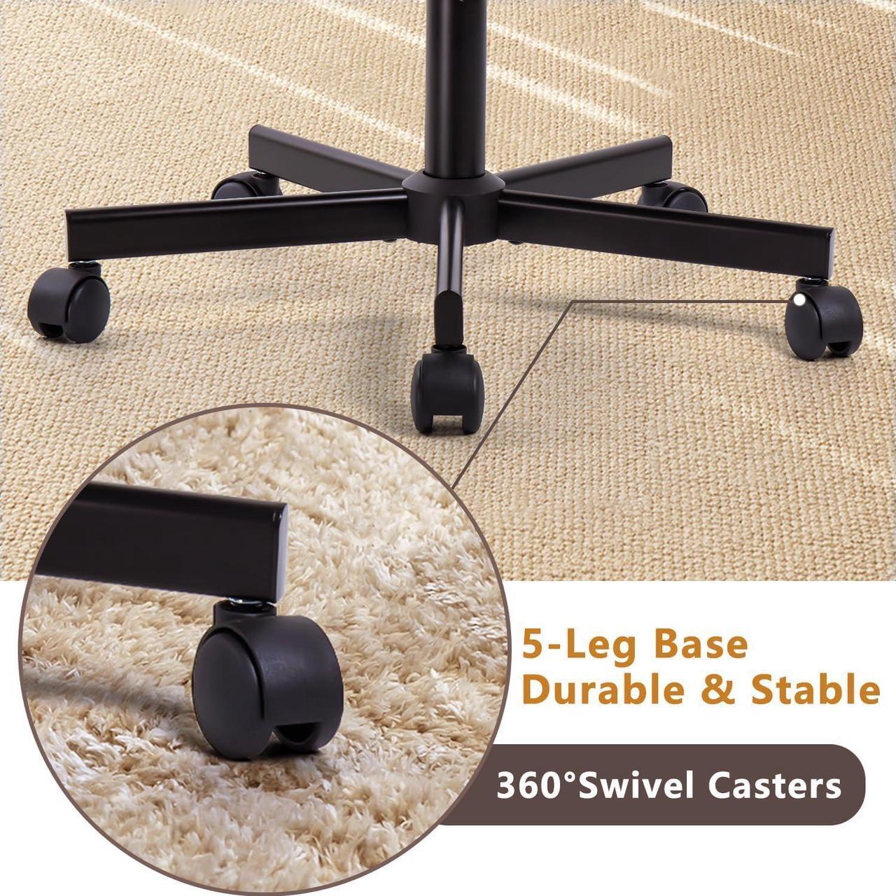 Alt view image 5 of 7 - BOSSIN Cross Chair with Wheels, Cross Legged Office Vanity Chair with Wheels, Comfortable Beige Vanity Chair with Back, Armless Fabric Adjustable Wide Swivel Criss Cross Desk Chair for Home Office