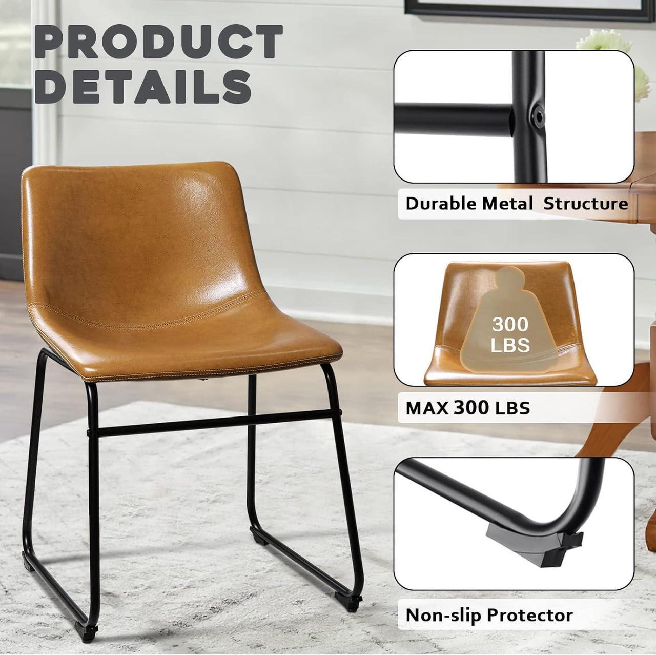 Alt view image 2 of 7 - BOSSIN 18 inch Bar Stools Set of 2,Counter Height Bar Stools with Back, Modern PU Leather with Metal Leg and Footrest (Whisky, 2 PCs 18" Dining Chairs)