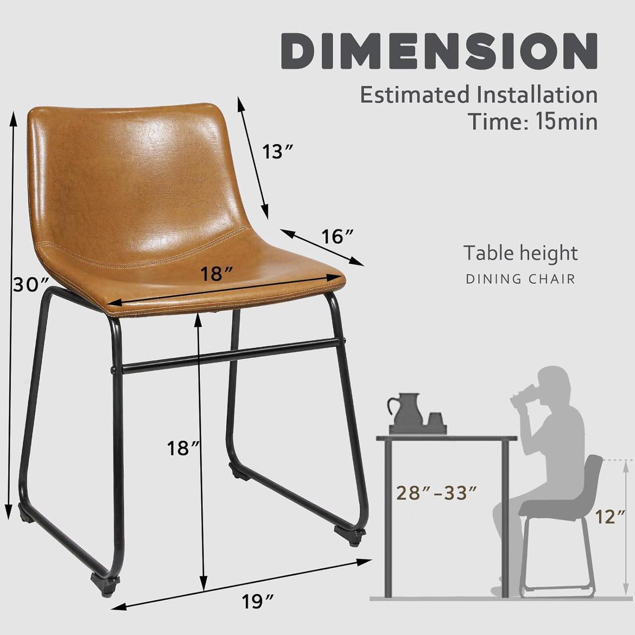 Alt view image 7 of 7 - BOSSIN 18 inch Bar Stools Set of 2,Counter Height Bar Stools with Back, Modern PU Leather with Metal Leg and Footrest (Whisky, 2 PCs 18" Dining Chairs)