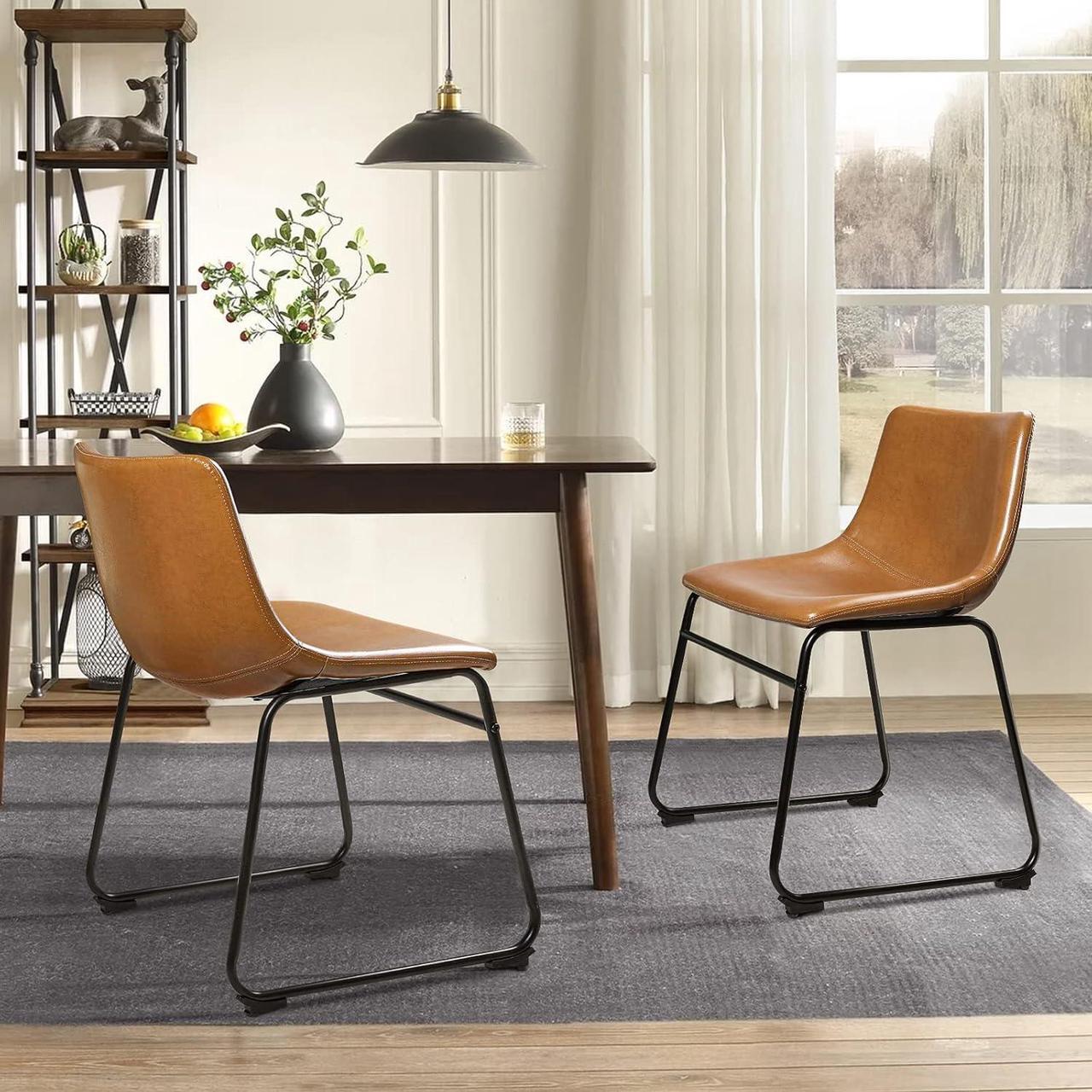 Alt view image 6 of 7 - BOSSIN 18 inch Bar Stools Set of 2,Counter Height Bar Stools with Back, Modern PU Leather with Metal Leg and Footrest (Whisky, 2 PCs 18" Dining Chairs)