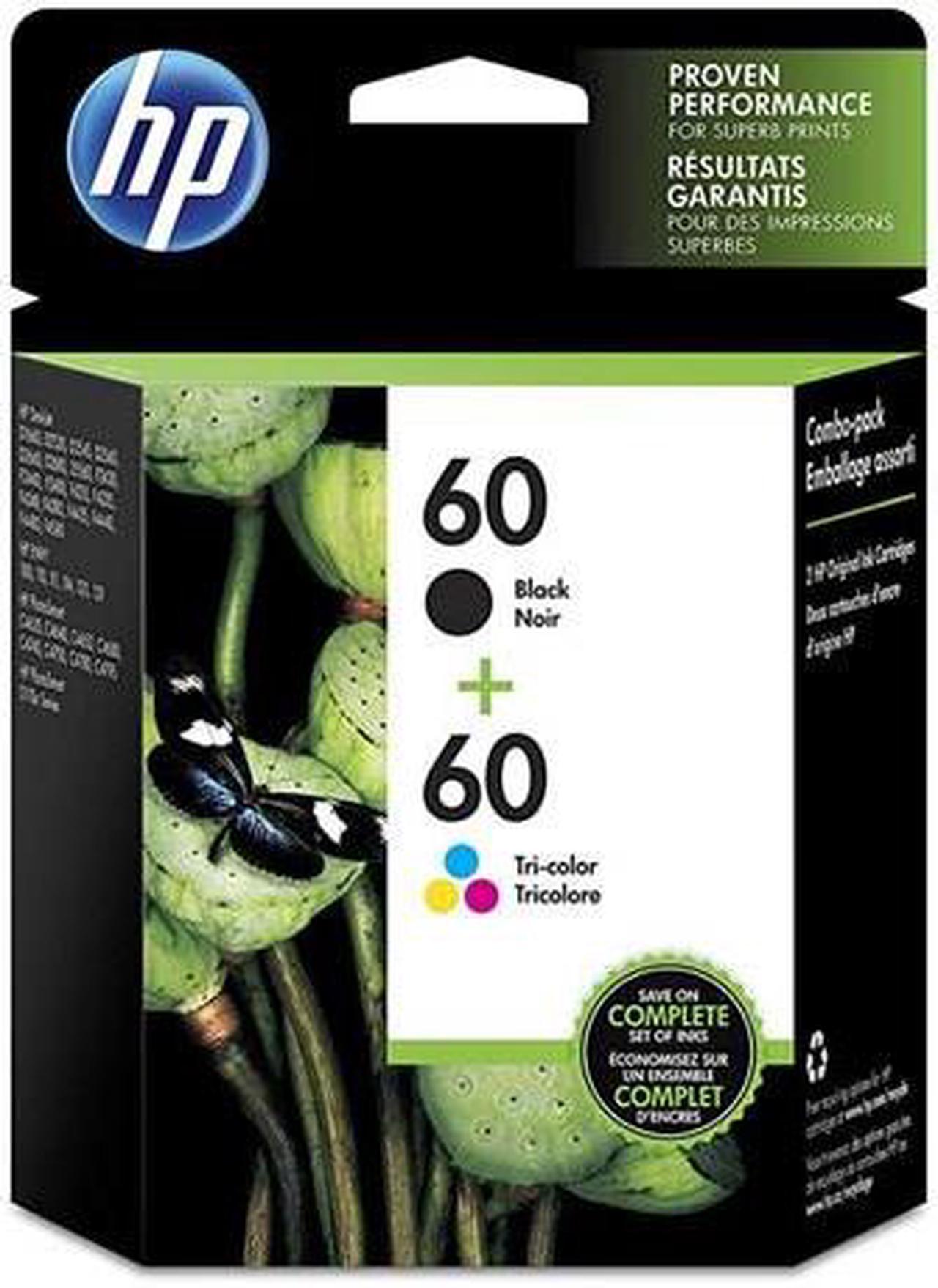 HP 60 2-pack Black/Tri-color Original Ink Cartridges, ~200 pages, N9H63FN#140