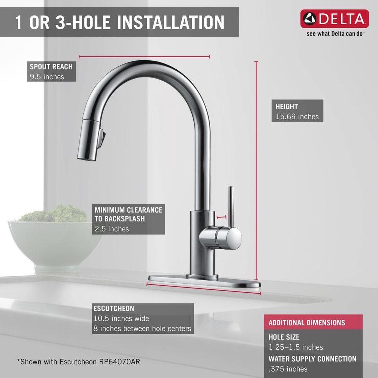 Alt view image 3 of 8 - Delta Single Pull Handle Kitchen Sink Faucet Tap, Champagne Bronze 9159-CZ-DST