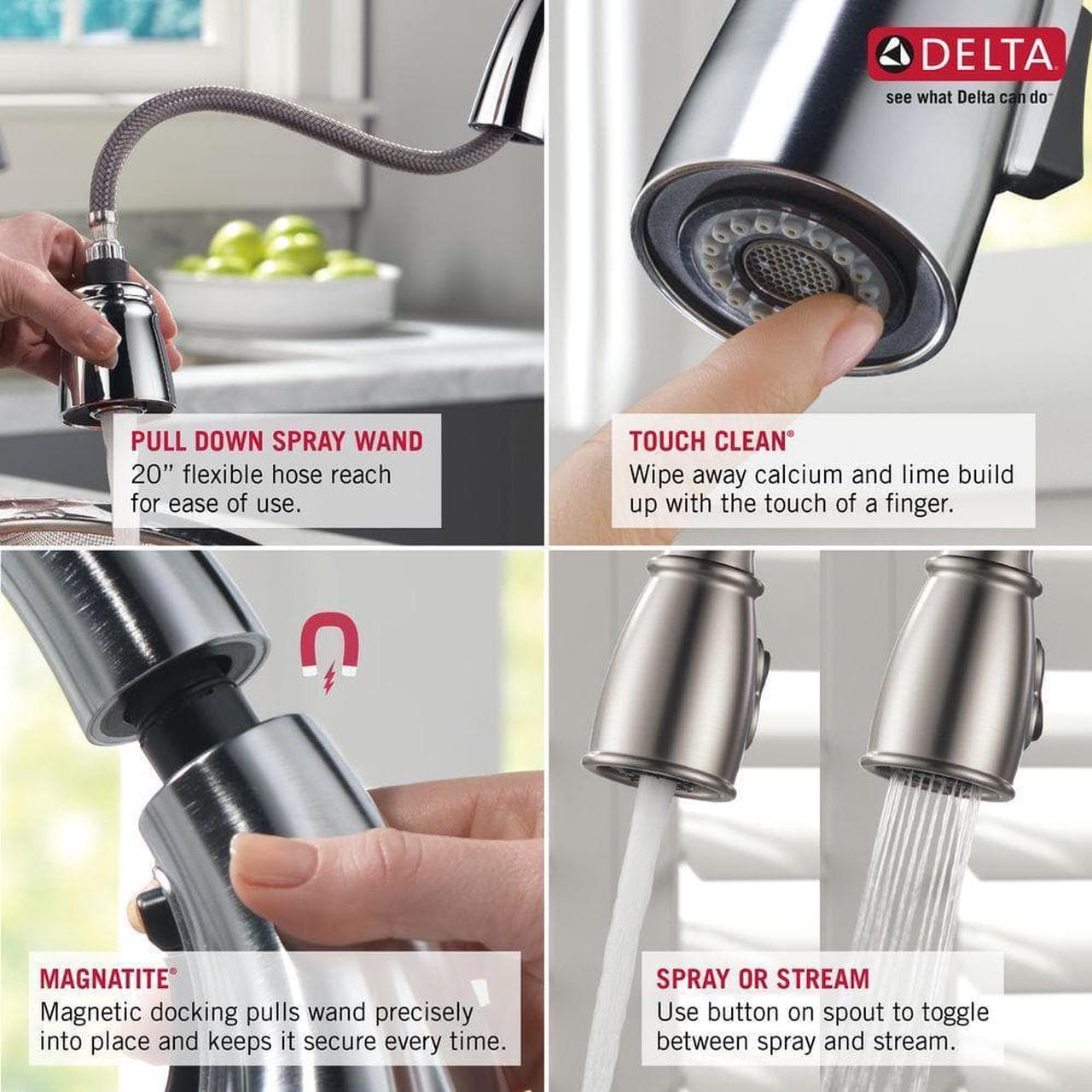 Alt view image 4 of 8 - Delta Single Pull Handle Kitchen Sink Faucet Tap, Champagne Bronze 9159-CZ-DST