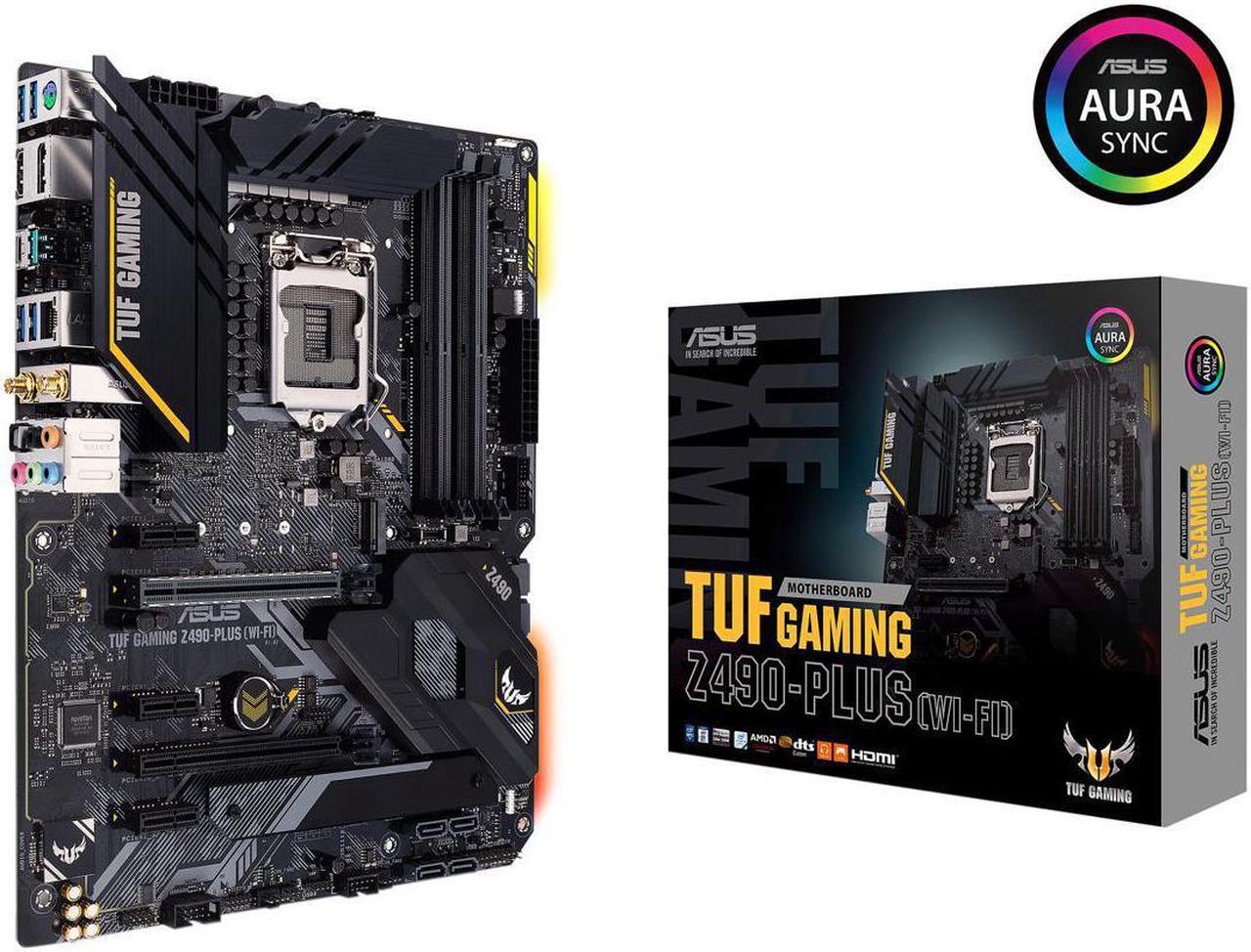 ASUS TUF GAMING Z490-PLUS (WI-FI) LGA 1200 (Intel 10th Gen) Intel Z490 (WiFi 6) SATA 6Gb/s ATX Intel Motherboard (Dual M.2, 12+2 Power Stages, USB 3.2 Front Panel Type-C, Intel WiFi 6 & 1Gb LAN, Aura