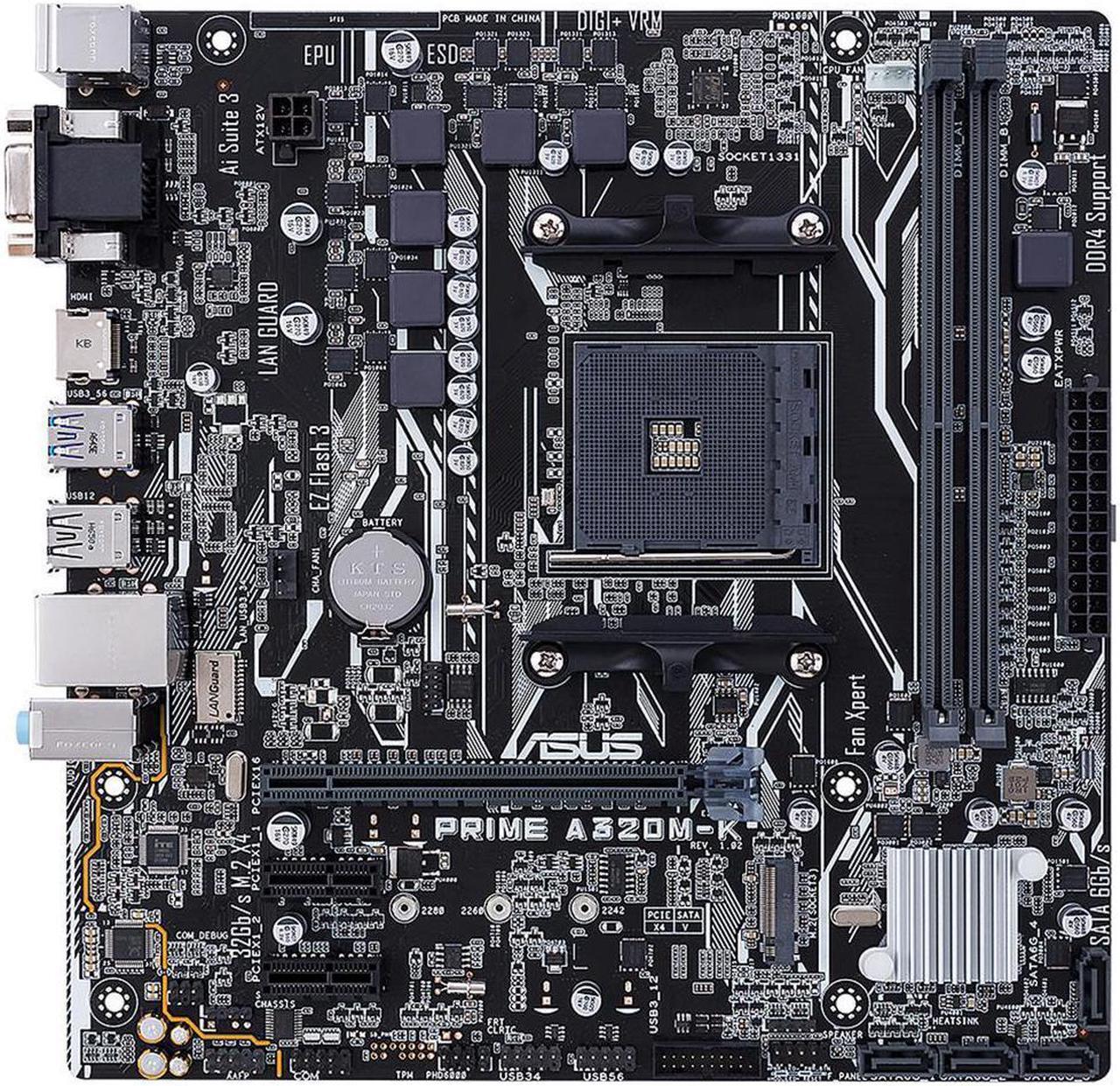 Alt view image 7 of 8 - ASUS Prime A320M-K AMD Ryzen AM4 DDR4 HDMI VGA M.2 Micro-ATX A320 Motherboard