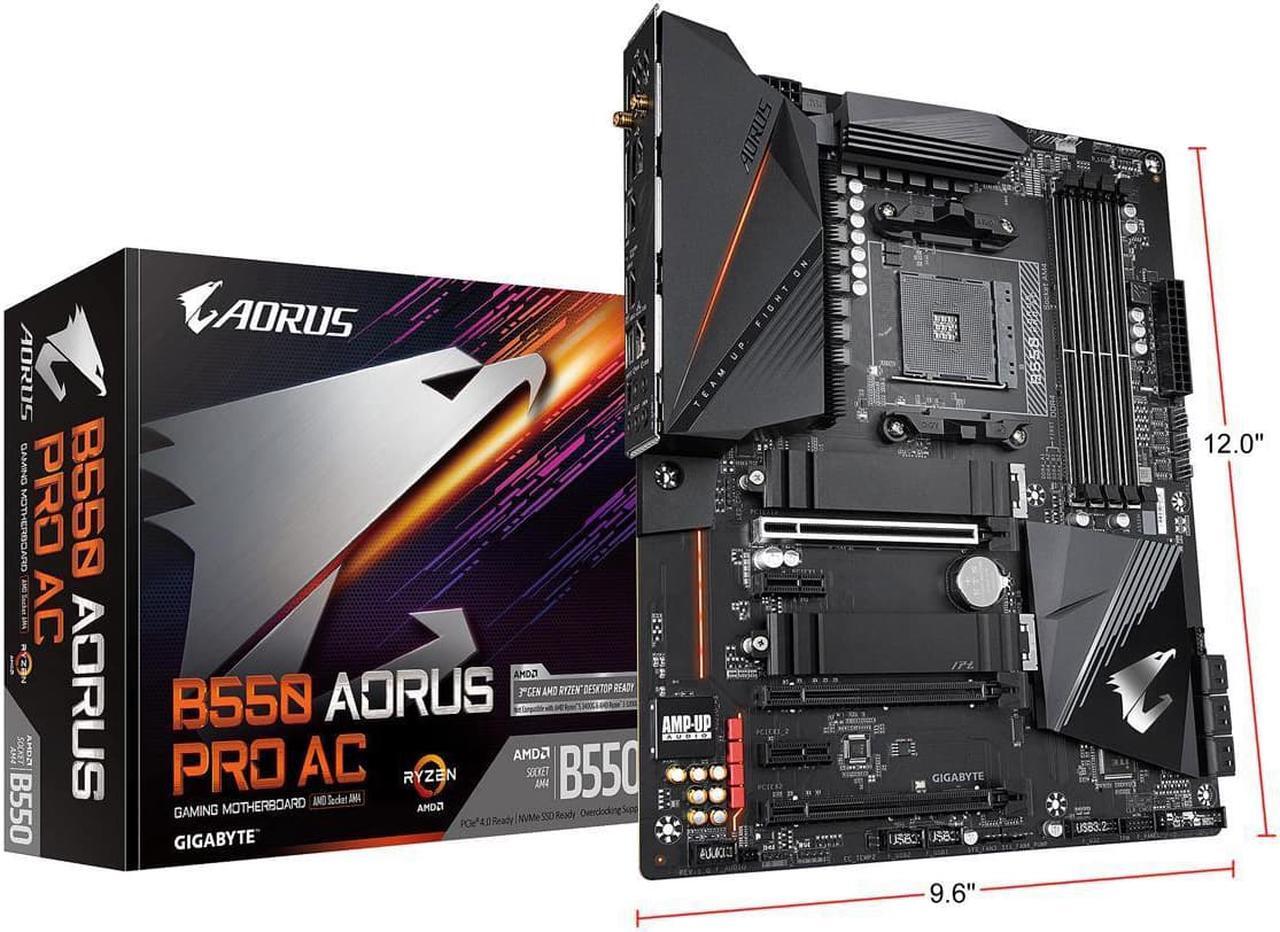 Main image of GIGABYTE B550 AORUS PRO AC AM4 AMD B550 ATX Motherboard with Dual M.2, SATA 6Gb/s, USB 3.2 Gen 2, Intel 802.11ac, 2.5 GbE LAN, PCIe 4.0