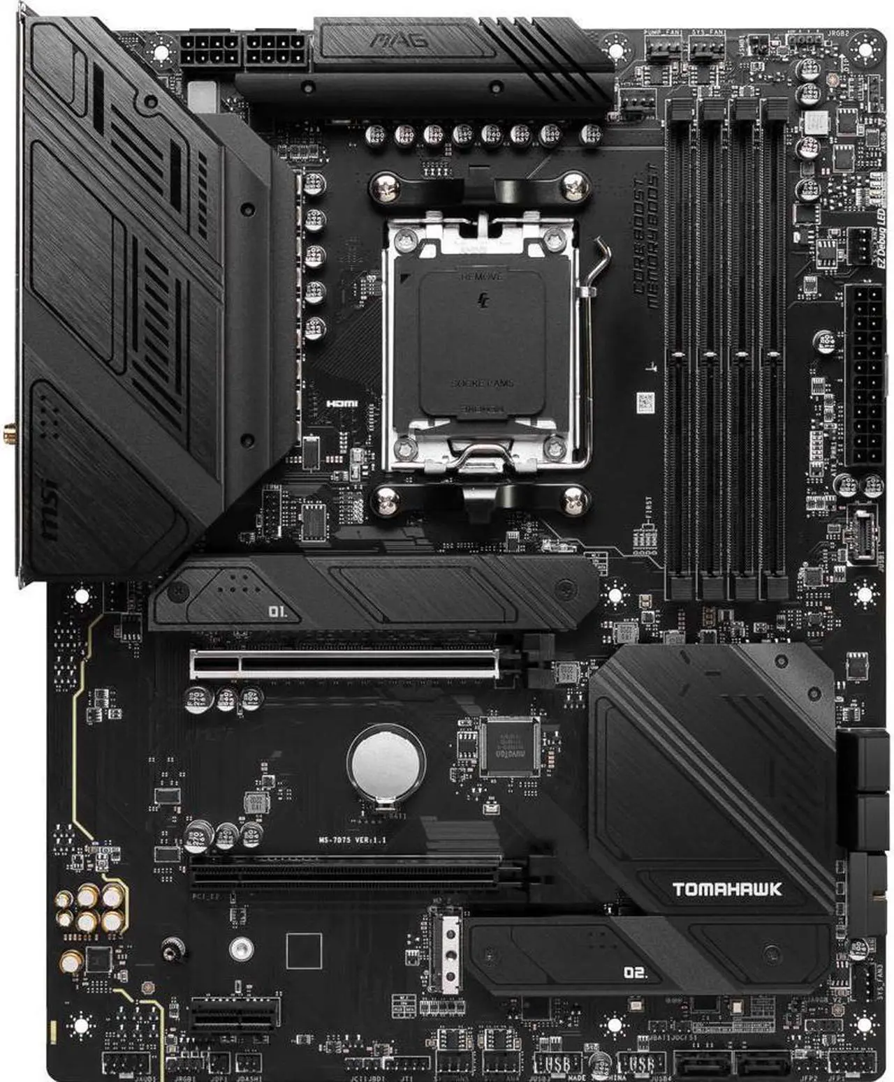 Alt view image 2 of 8 - MSI MAG B650 TOMAHAWK WIFI AM5 AMD B650 SATA 6Gb/s DDR5 Ryzen 7000 ATX Motherboard