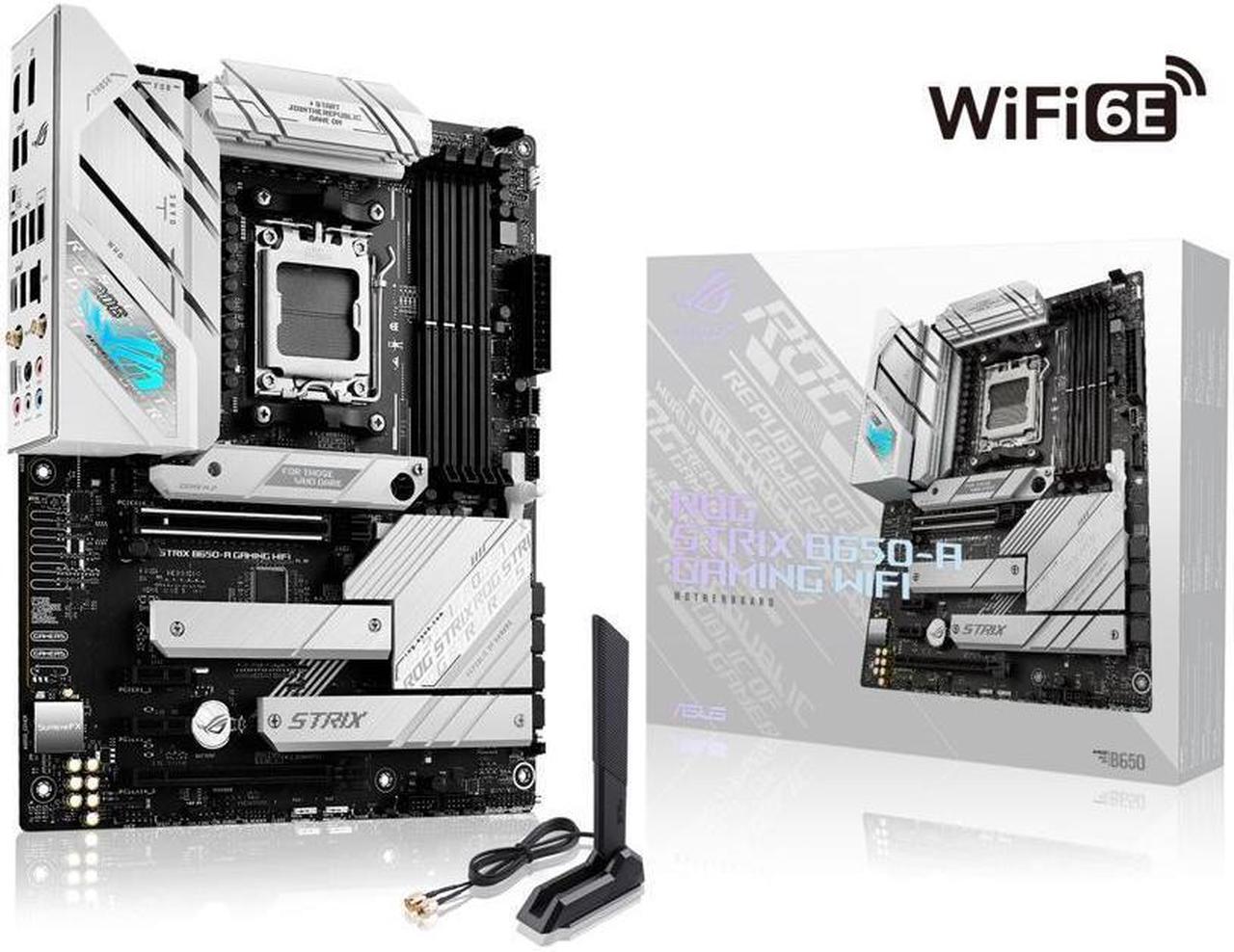 Main image of ASUS ROG STRIX B650-A GAMING WIFI 6E Socket AM5 (LGA 1718) Ryzen 7000 gaming motherboard(12 + 2 power stages, DDR5, three M.2 slots, PCIe 4.0, 2.5G LAN, WiFi 6E, USB 3.2 Gen 2x2 Type-C port)