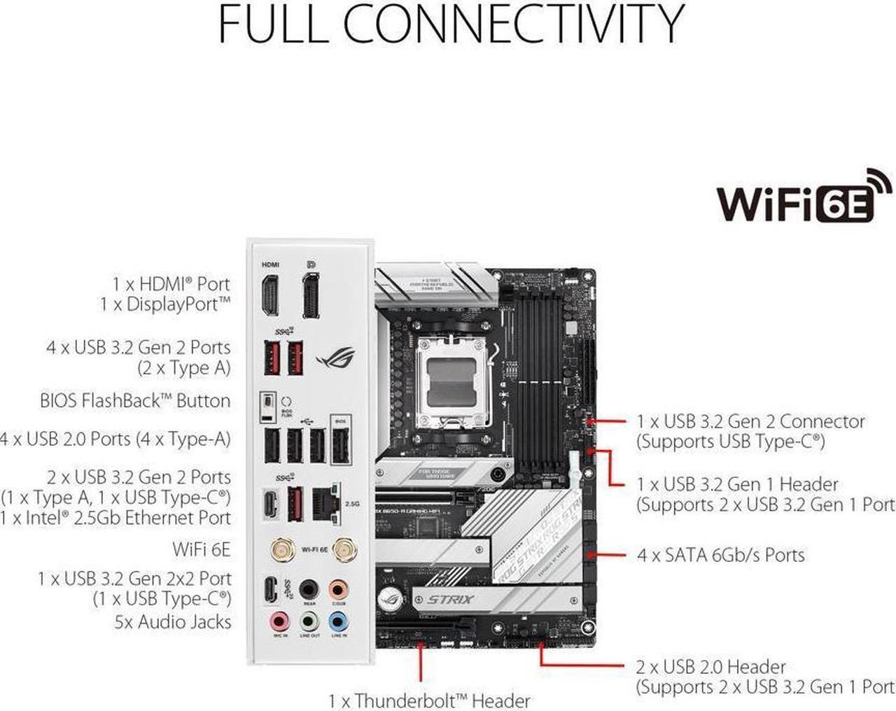 Alt view image 3 of 7 - ASUS ROG STRIX B650-A GAMING WIFI 6E Socket AM5 (LGA 1718) Ryzen 7000 gaming motherboard(12 + 2 power stages, DDR5, three M.2 slots, PCIe 4.0, 2.5G LAN, WiFi 6E, USB 3.2 Gen 2x2 Type-C port)