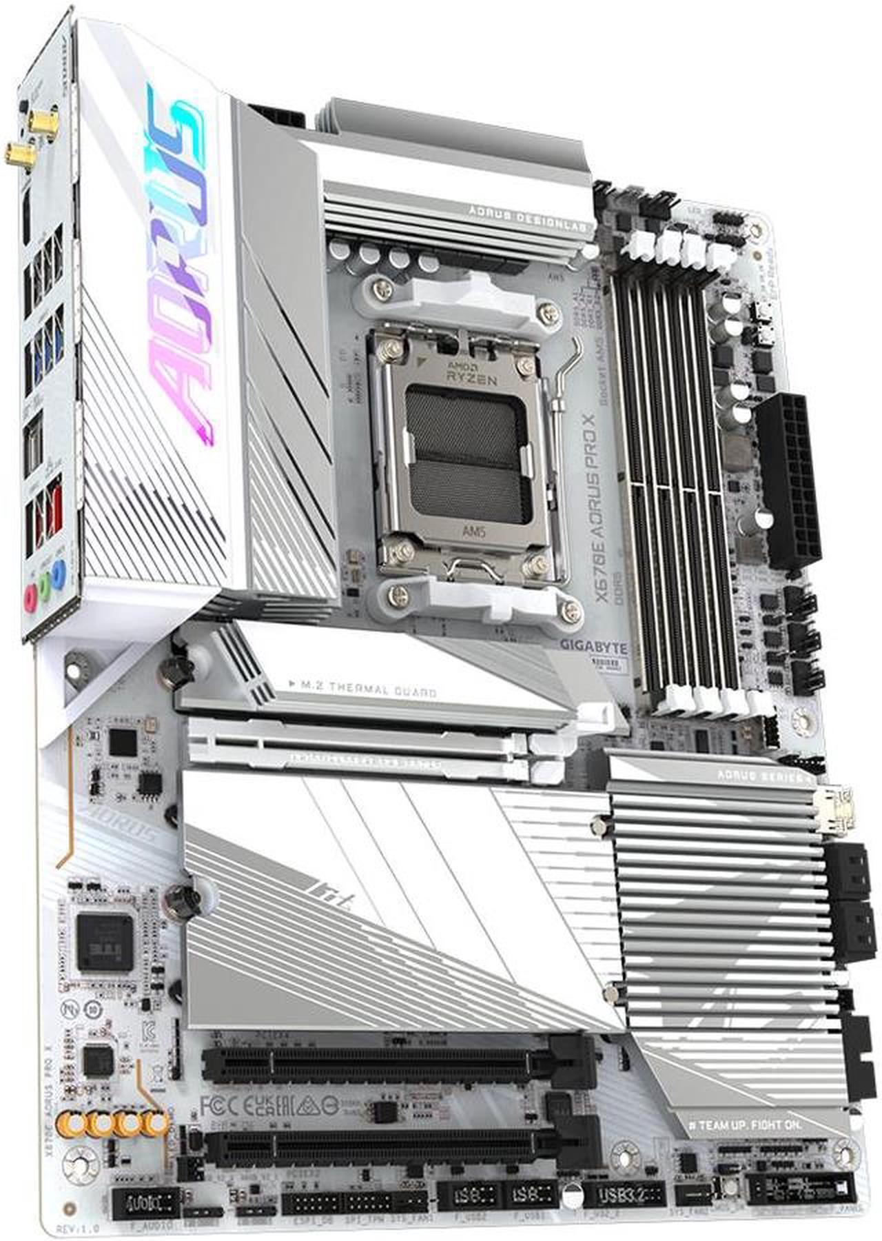 Alt view image 3 of 9 - GIGABYTE X670E AORUS PRO X  AM5 LGA 1718 AMD X670E ATX Motherboard DDR5, Quad M.2, PCIe 5.0, USB 3.2 Gen2X2 Type-C, WiFi 7, Intel 2.5GbE LAN, Q-Flash Plus, EZ-Latch Plus