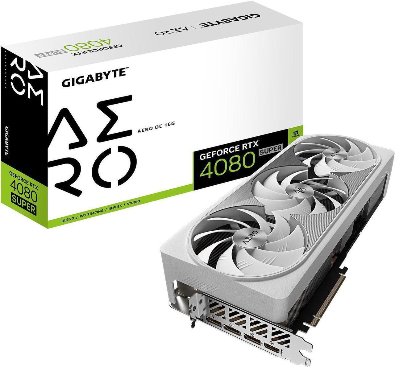 Main image of GIGABYTE GeForce RTX 4080 SUPER AERO OC 16G Graphics Card, 3x WINDFORCE Fans, 16GB 256-bit GDDR6X, GV-N408SAERO OC-16GD Video Card