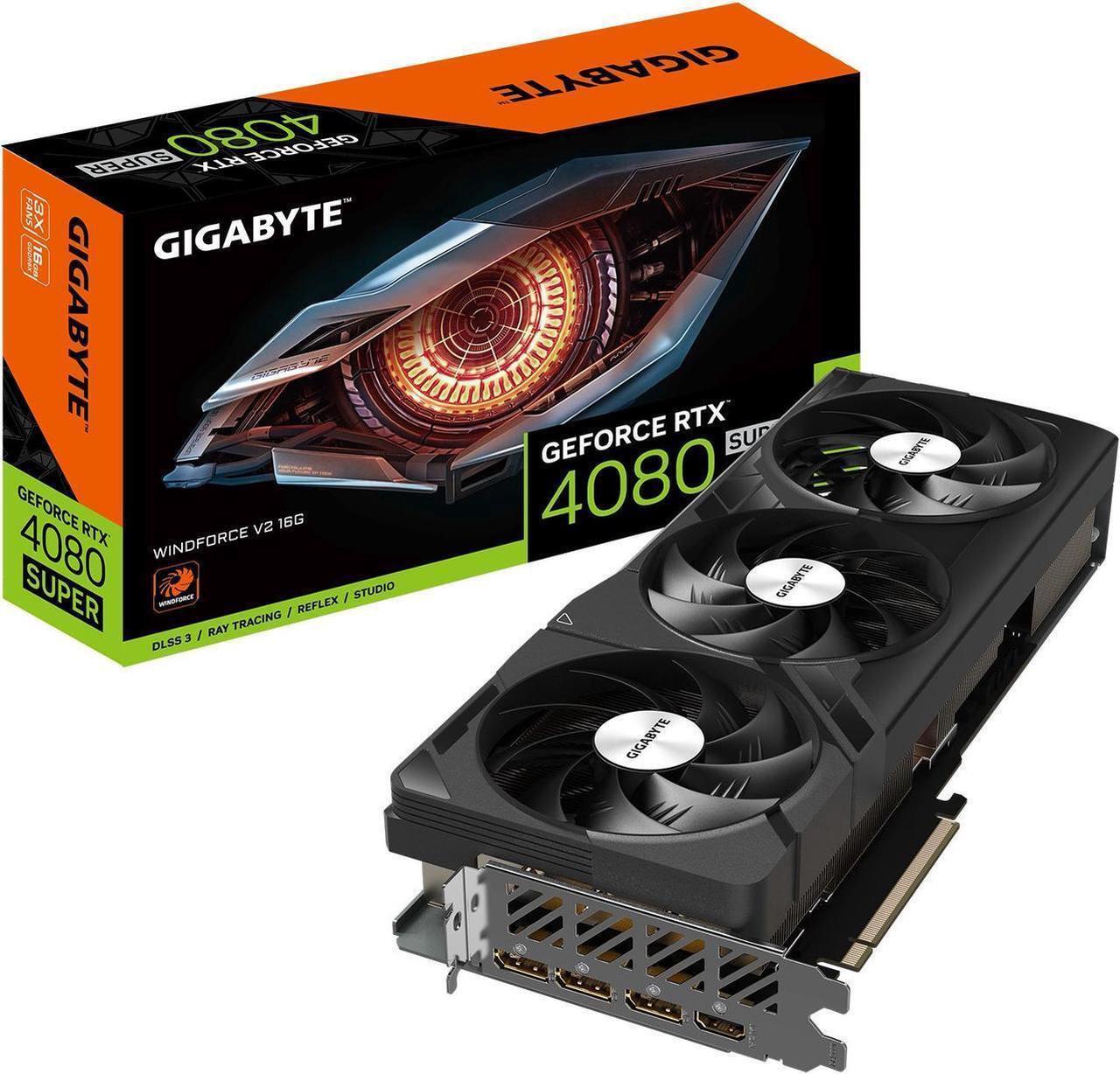 Main image of GIGABYTE GeForce RTX 4080 SUPER WINDFORCE V2 16G Graphics Card, 3x WINDFORCE Fans, 16GB 256-bit GDDR6X, GV-N408SWF3V2-16GD Video Card