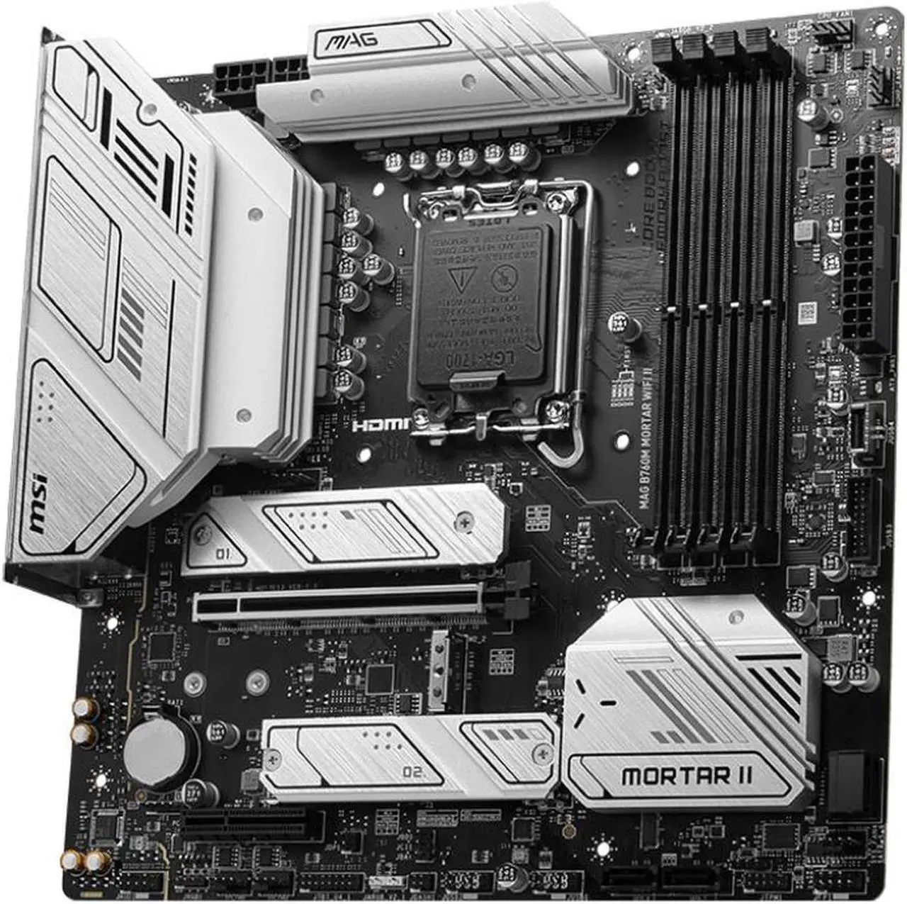 Alt view image 3 of 5 - MSI MAG B760M MORTAR WIFI II LGA 1700 Intel B760 SATA 6Gb/s Micro ATX DDR5 PCI-E x16 slot  2.5Gbps LAN 3x M.2  Wi-Fi 6E Motherboard