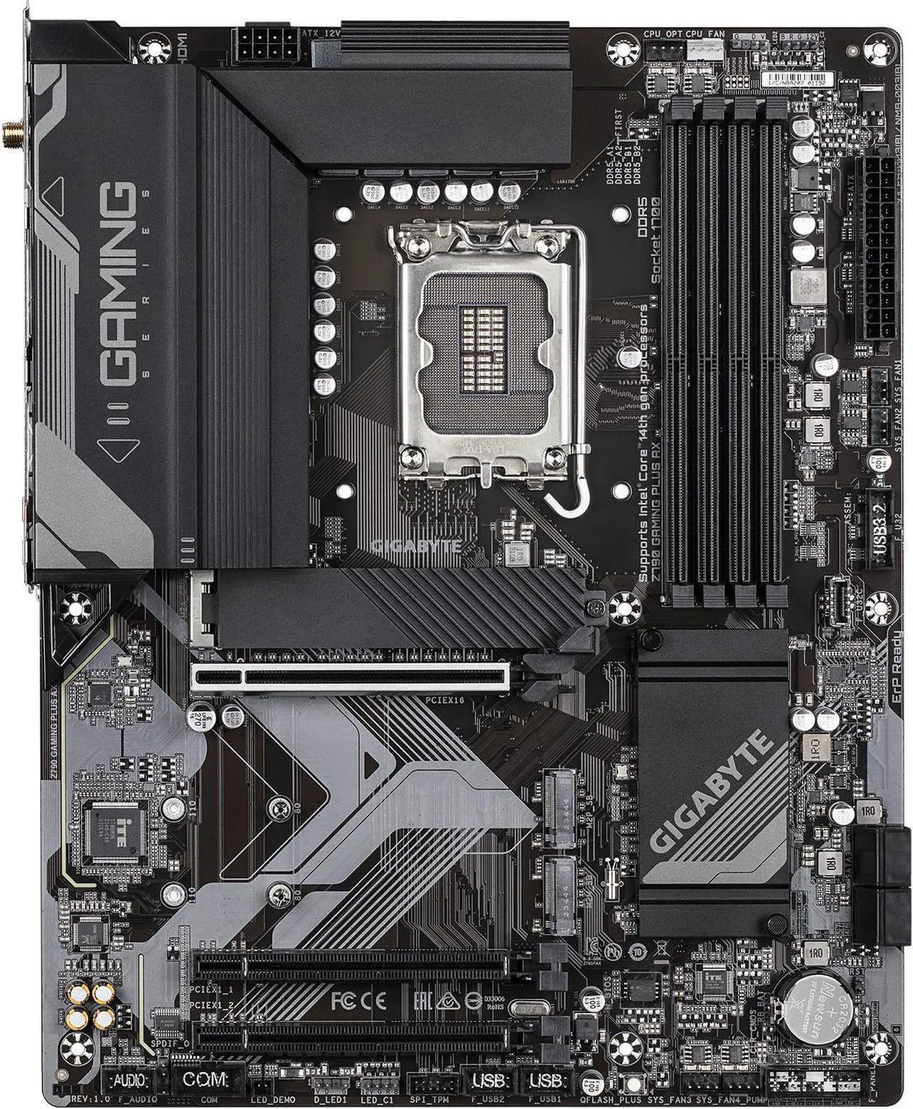 Alt view image 2 of 5 - GIGABYTE Z790 GAMING PLUS AX LGA 1700 Intel Z790 ATX Motherboard with DDR5, Triple M.2, PCIe 4.0, USB 3.2 Gen2 Type-C, Realtek Wi-Fi 6, Realtek  LAN, Q-Flash Plus, EZ-Latch