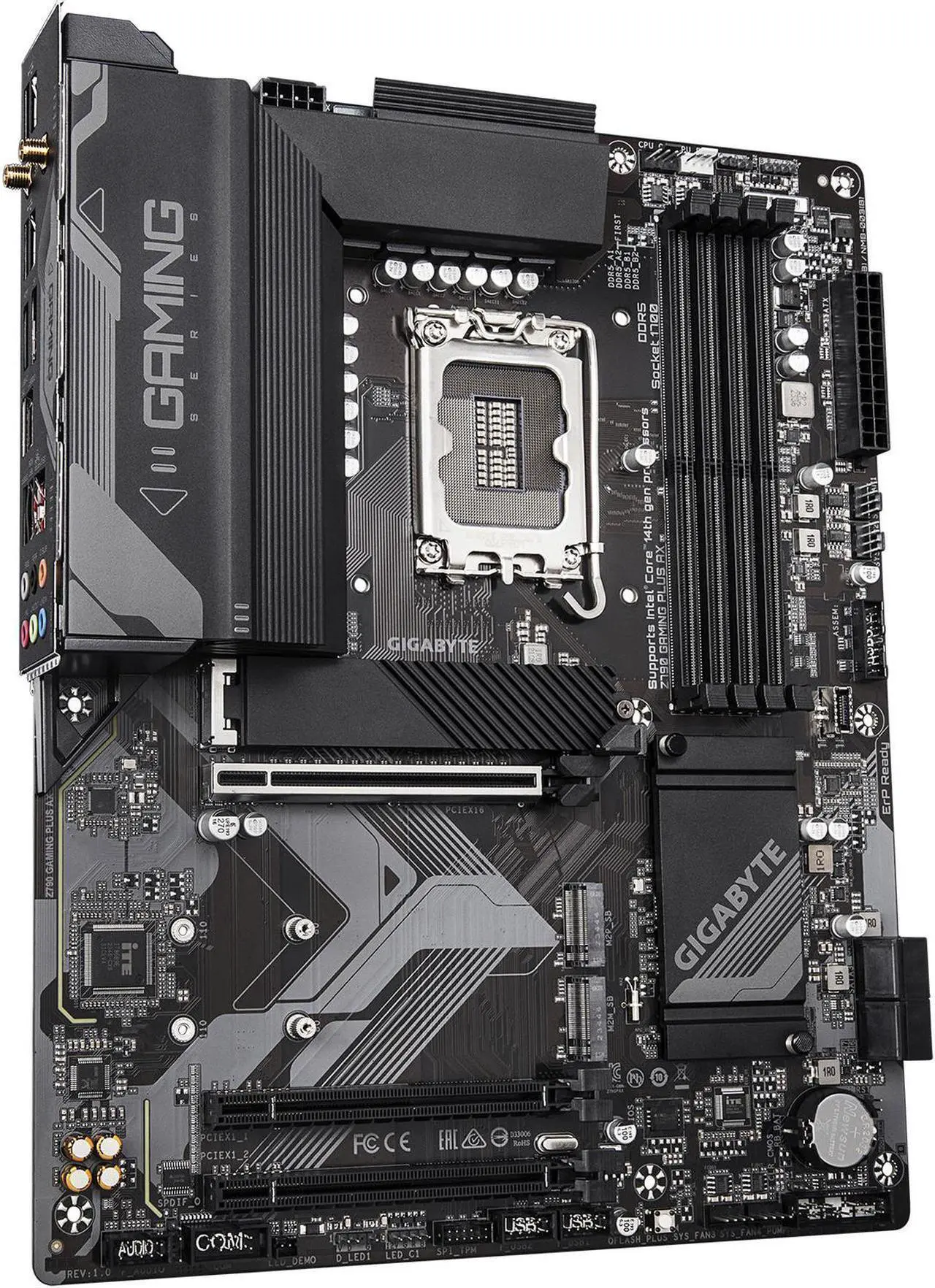 Alt view image 3 of 5 - GIGABYTE Z790 GAMING PLUS AX LGA 1700 Intel Z790 ATX Motherboard with DDR5, Triple M.2, PCIe 4.0, USB 3.2 Gen2 Type-C, Realtek Wi-Fi 6, Realtek  LAN, Q-Flash Plus, EZ-Latch