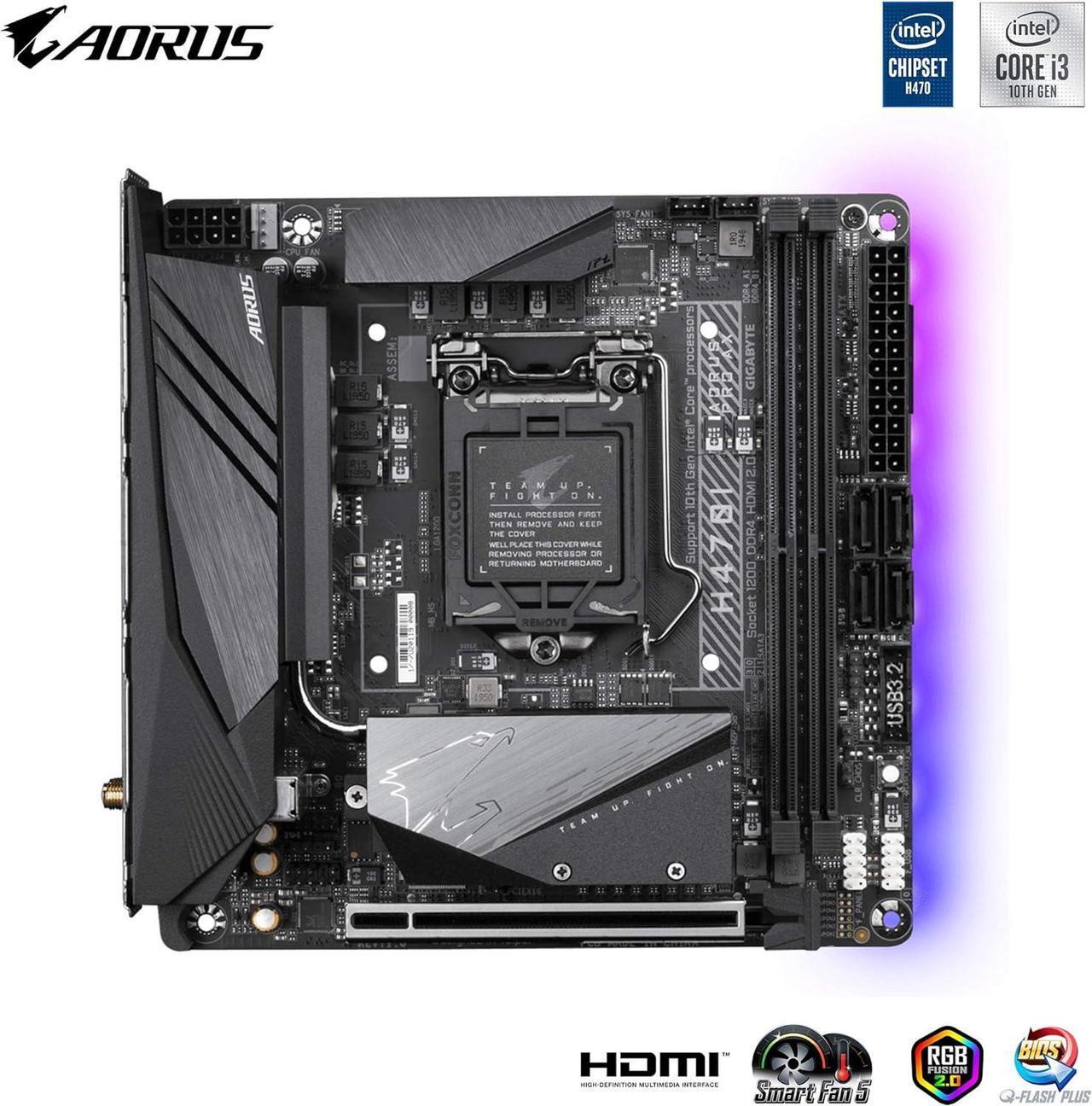 Alt view image 2 of 5 - GIGABYTE H470I AORUS PRO AX LGA 1200 Intel H470 Mini-ITX Motherboard with Dual M.2, SATA 6Gb/s, USB 3.2 Gen 1, WIFI 6, 2.5 GbE LAN