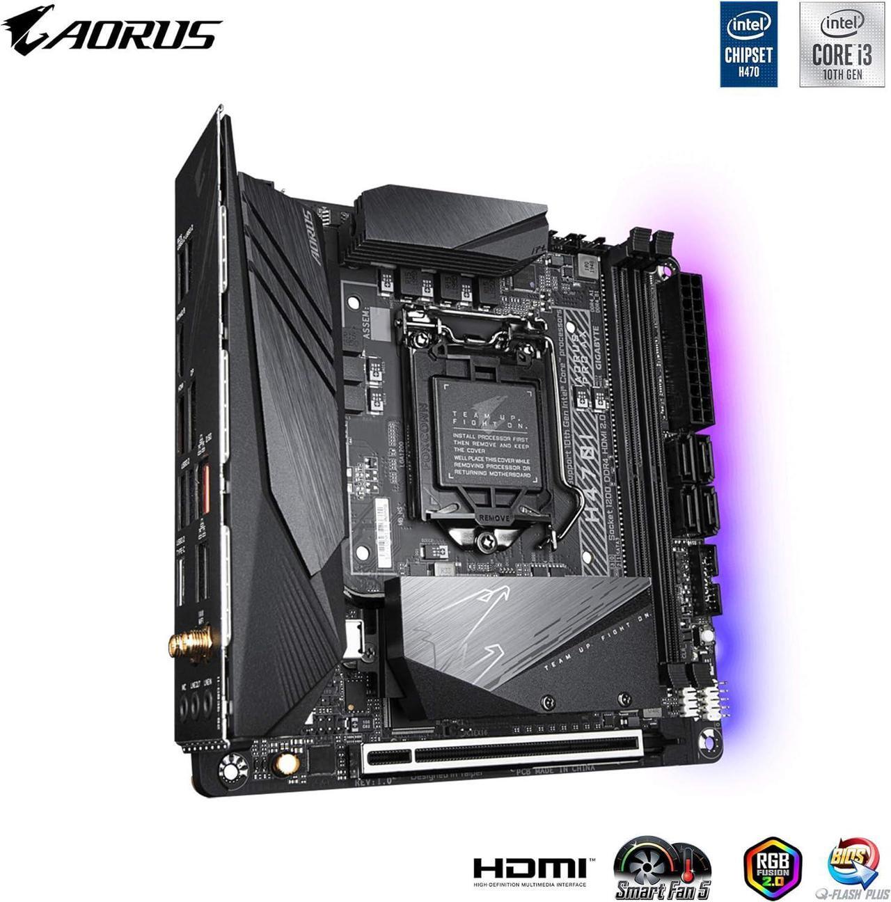 Alt view image 4 of 5 - GIGABYTE H470I AORUS PRO AX LGA 1200 Intel H470 Mini-ITX Motherboard with Dual M.2, SATA 6Gb/s, USB 3.2 Gen 1, WIFI 6, 2.5 GbE LAN