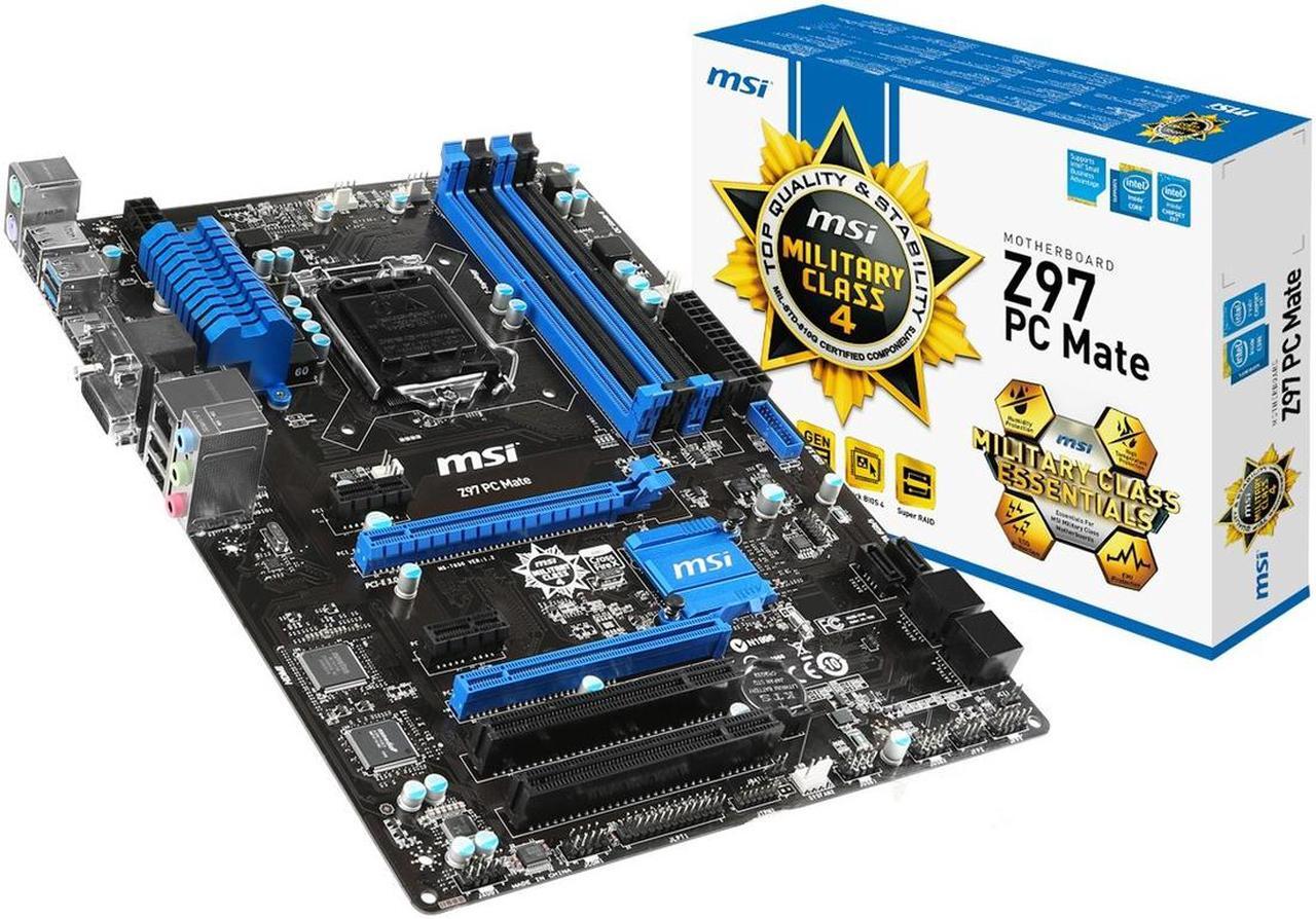 Alt view image 5 of 9 - MSI Z97 PC Mate LGA 1150 Intel Z97 HDMI SATA 6Gb/s USB 3.0 ATX Intel Motherboard