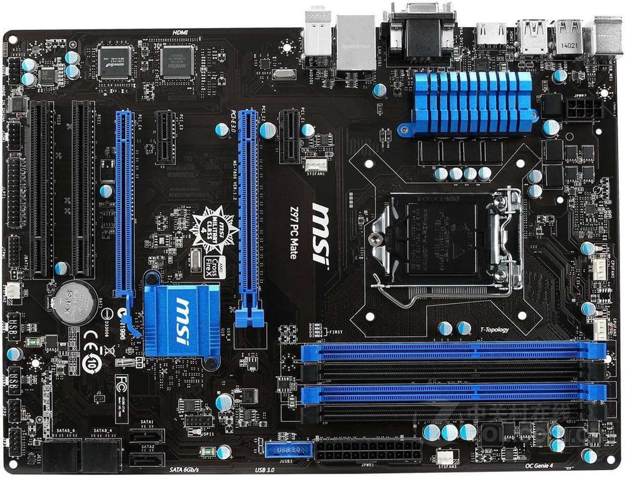 Alt view image 7 of 9 - MSI Z97 PC Mate LGA 1150 Intel Z97 HDMI SATA 6Gb/s USB 3.0 ATX Intel Motherboard
