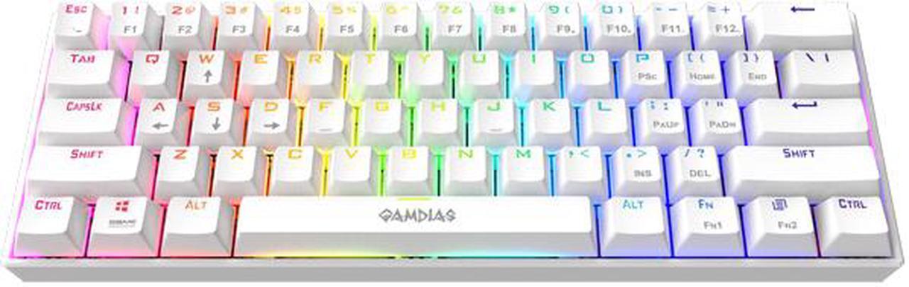 Alt view image 3 of 5 - GAMDIAS 60% Mechanical Keyboard (White) RED switches, USB type-C cable.  HERMES E3