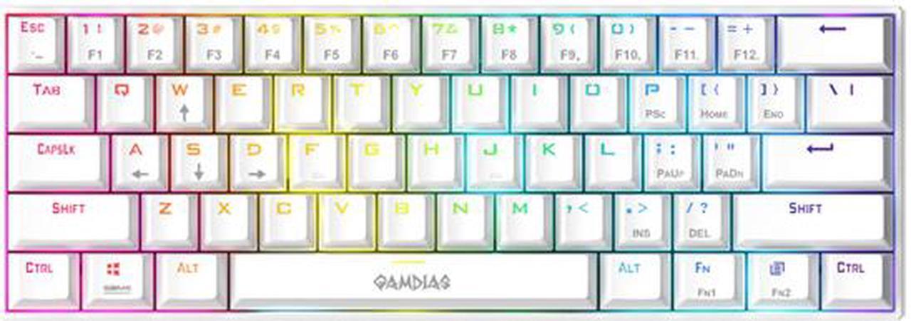 Alt view image 4 of 5 - GAMDIAS 60% Mechanical Keyboard (White) RED switches, USB type-C cable.  HERMES E3