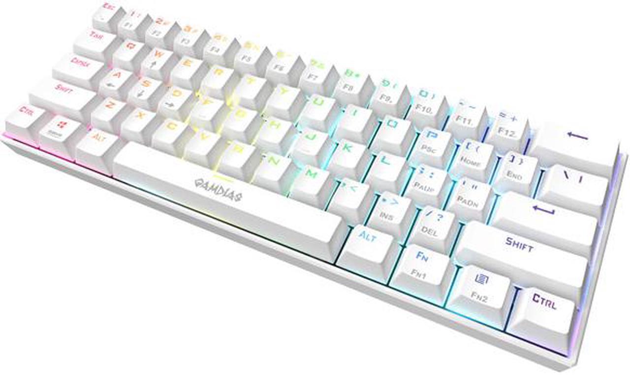 Main image of GAMDIAS 60% Mechanical Keyboard (White) RED switches, USB type-C cable.  HERMES E3
