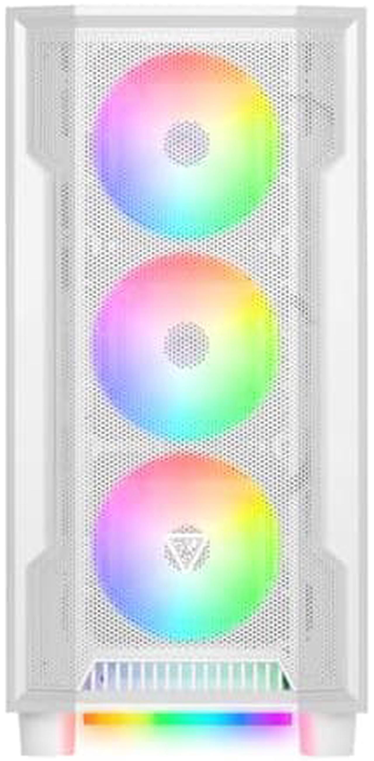 Alt view image 2 of 7 - Gamdias ATHENA M6 WH, white mesh high air flow, 4x ARGB PWM 120mm fans w/ 5v 3pin sync, under glow side tempered glass, ATX