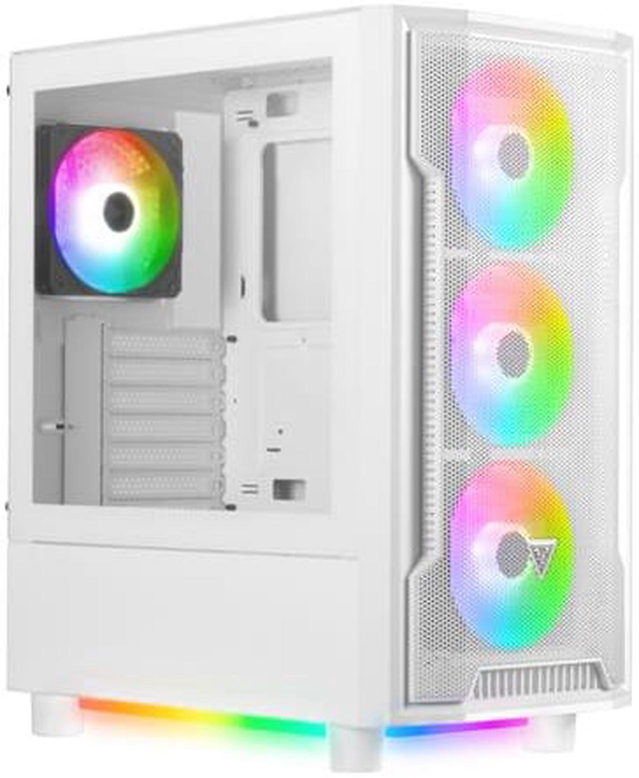 Main image of Gamdias ATHENA M6 WH, white mesh high air flow, 4x ARGB PWM 120mm fans w/ 5v 3pin sync, under glow side tempered glass, ATX