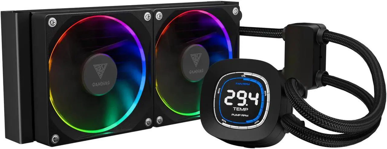 Main image of Gamdias CHIONE M4-240 Liquid CPU cooler with 2.1" LCD display, 240mm AIO Radiator , PWM, ARGB 5v-3pin, LGA 1700 Ready / AM5 Compatible